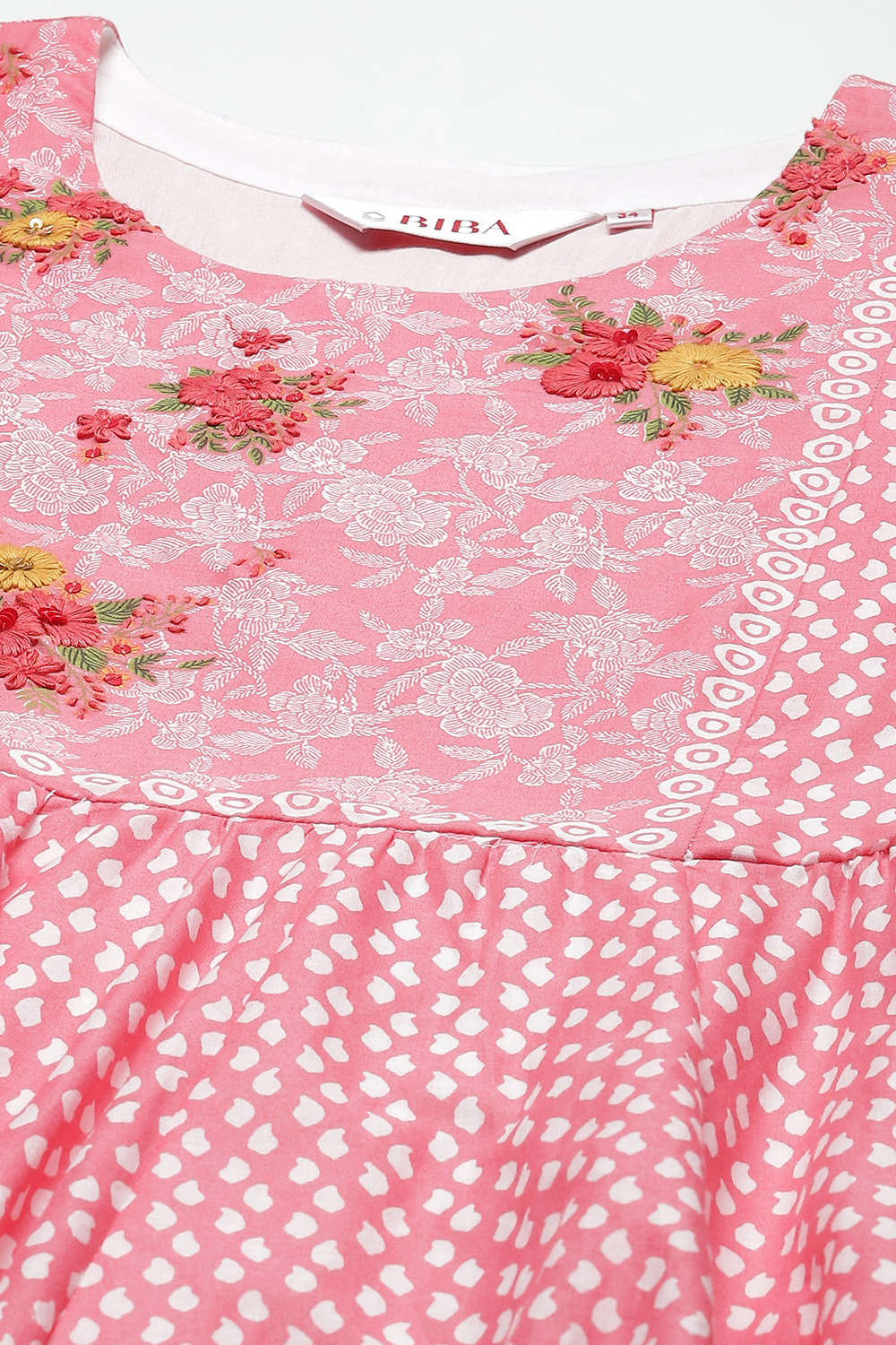 Coral Red Cotton Anarkali Kurta Churidar Suit Set image number 1