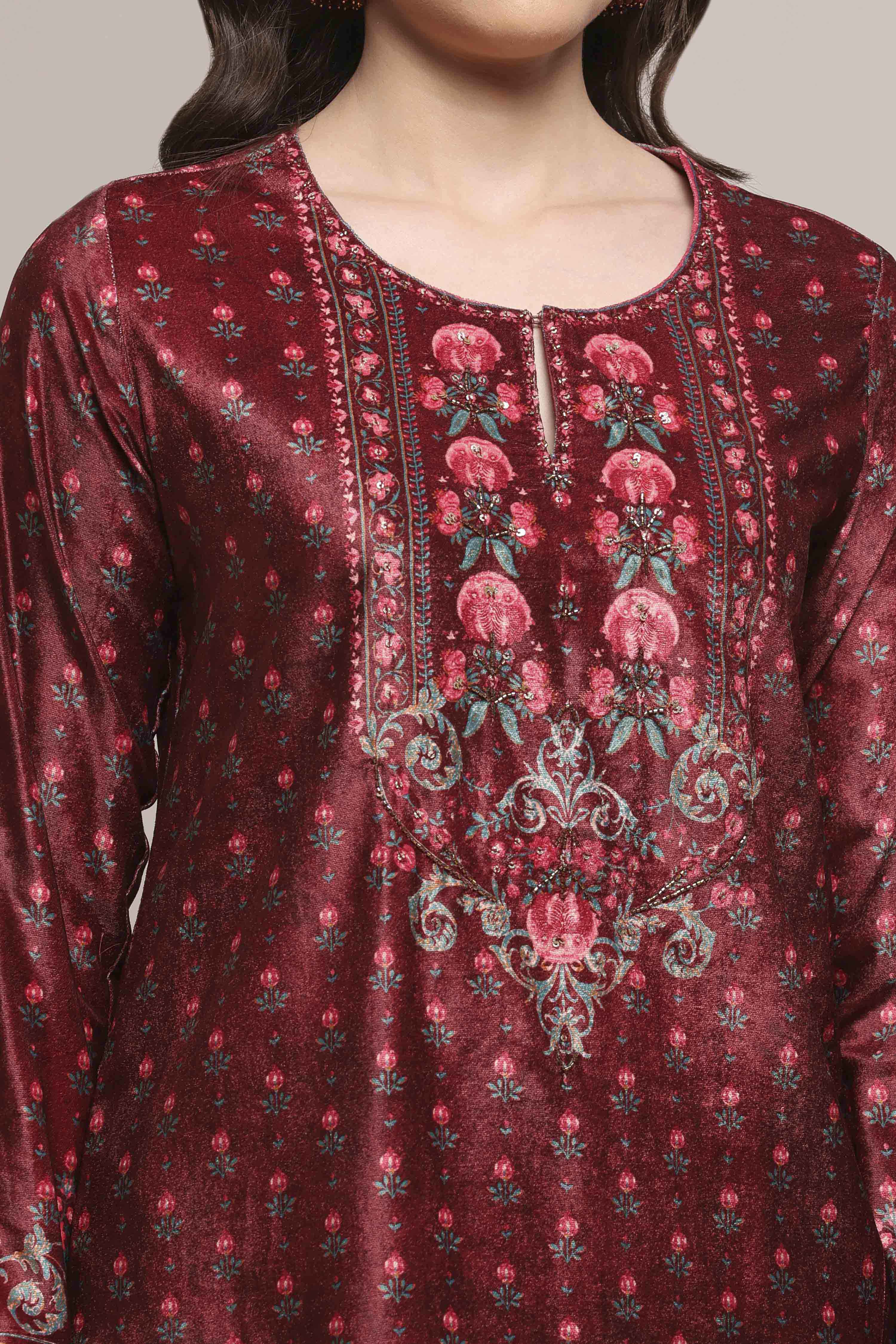 Ochre Yellow Polyester Printed Kurta Pants Set image number 1