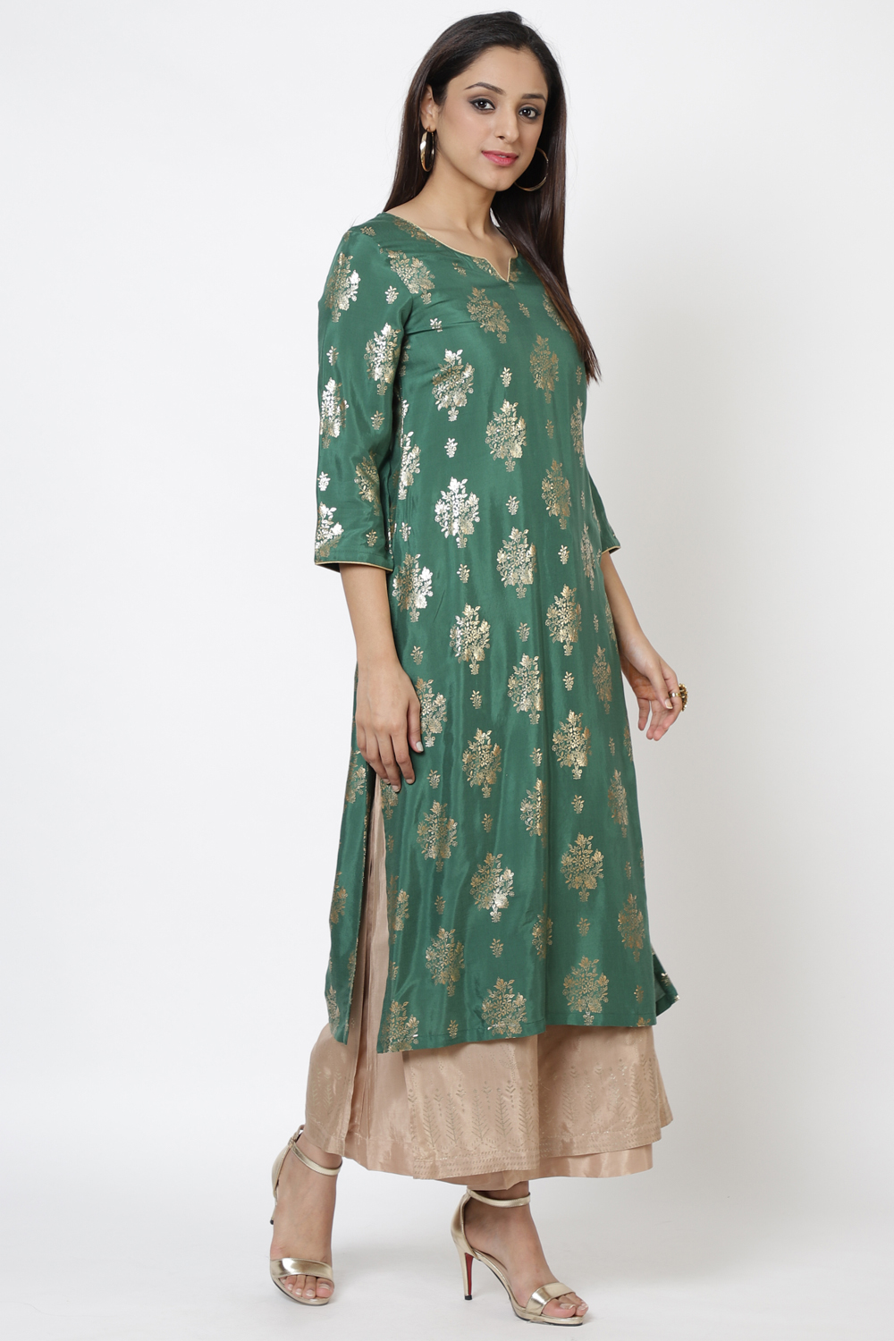 Yellow Viscose Straight Kurta image number 4