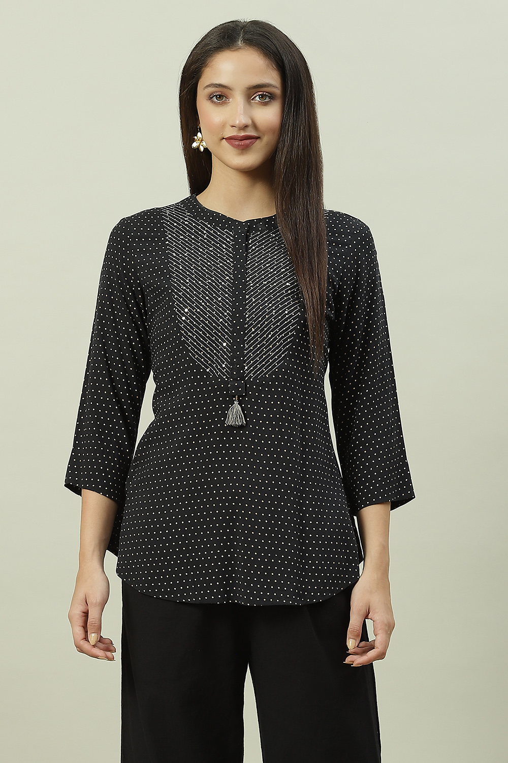 Black Rayon Printed Kurti image number 5