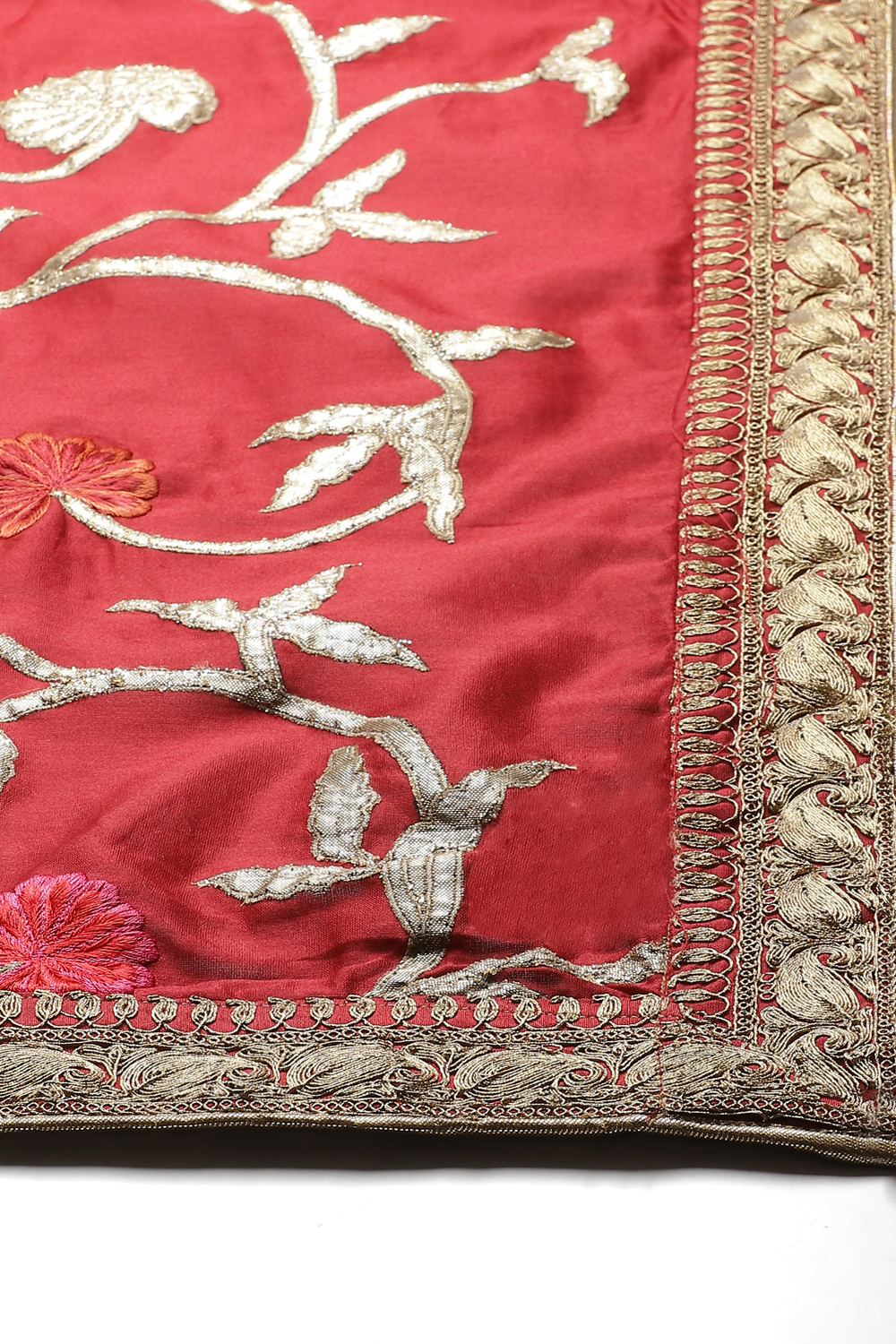 Maroon Chanderi Silk Solid Saree With Blouse image number 1