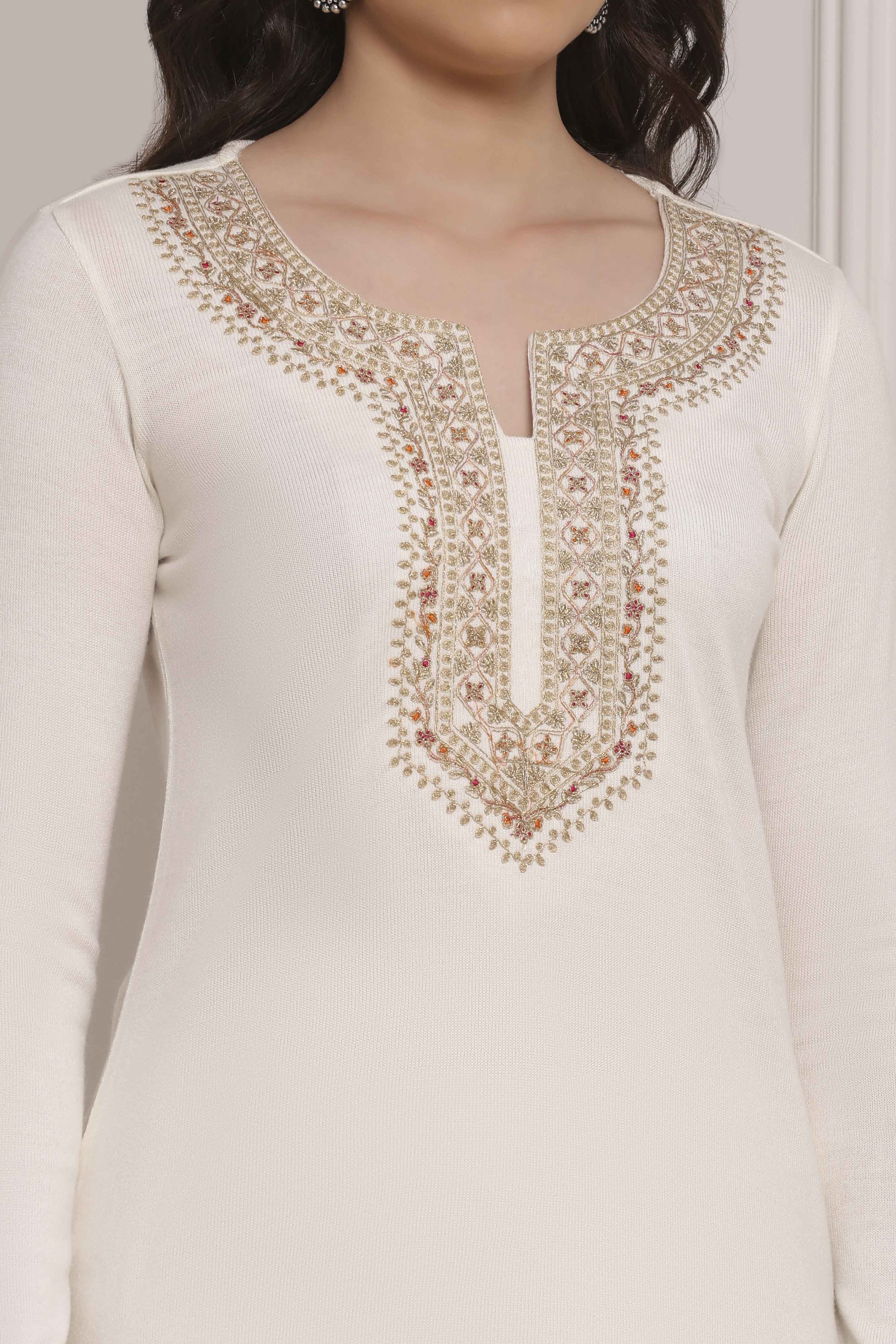 Black Acrylic Solid Straight Winter Kurta image number 1