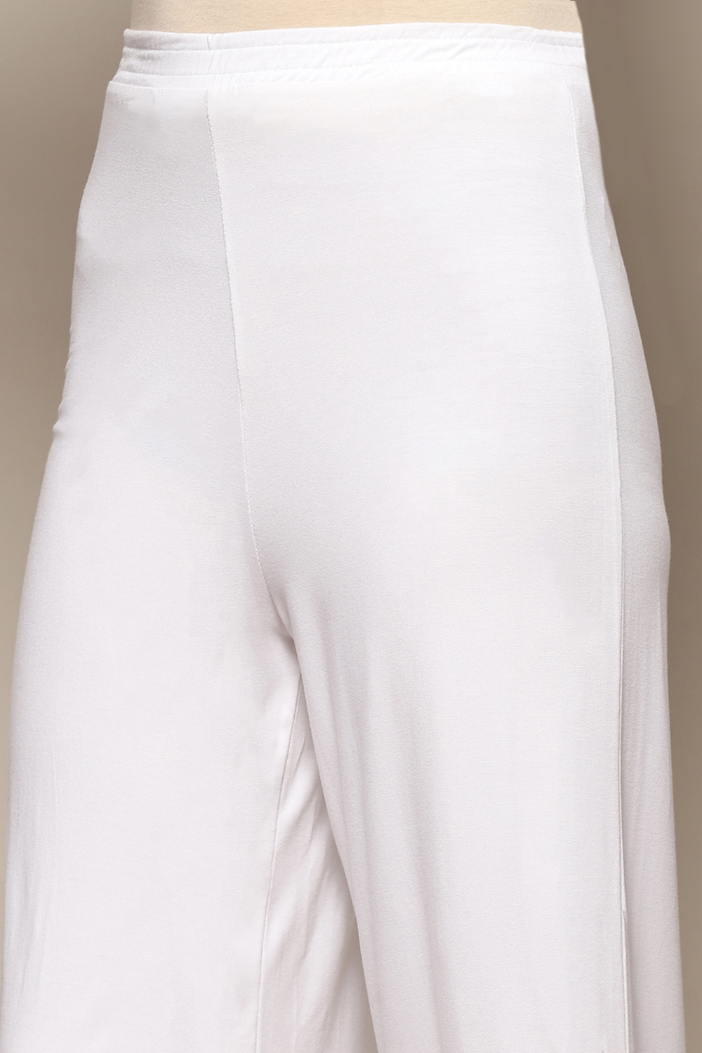 Beige Viscose Blend Solid Palazzo image number 1