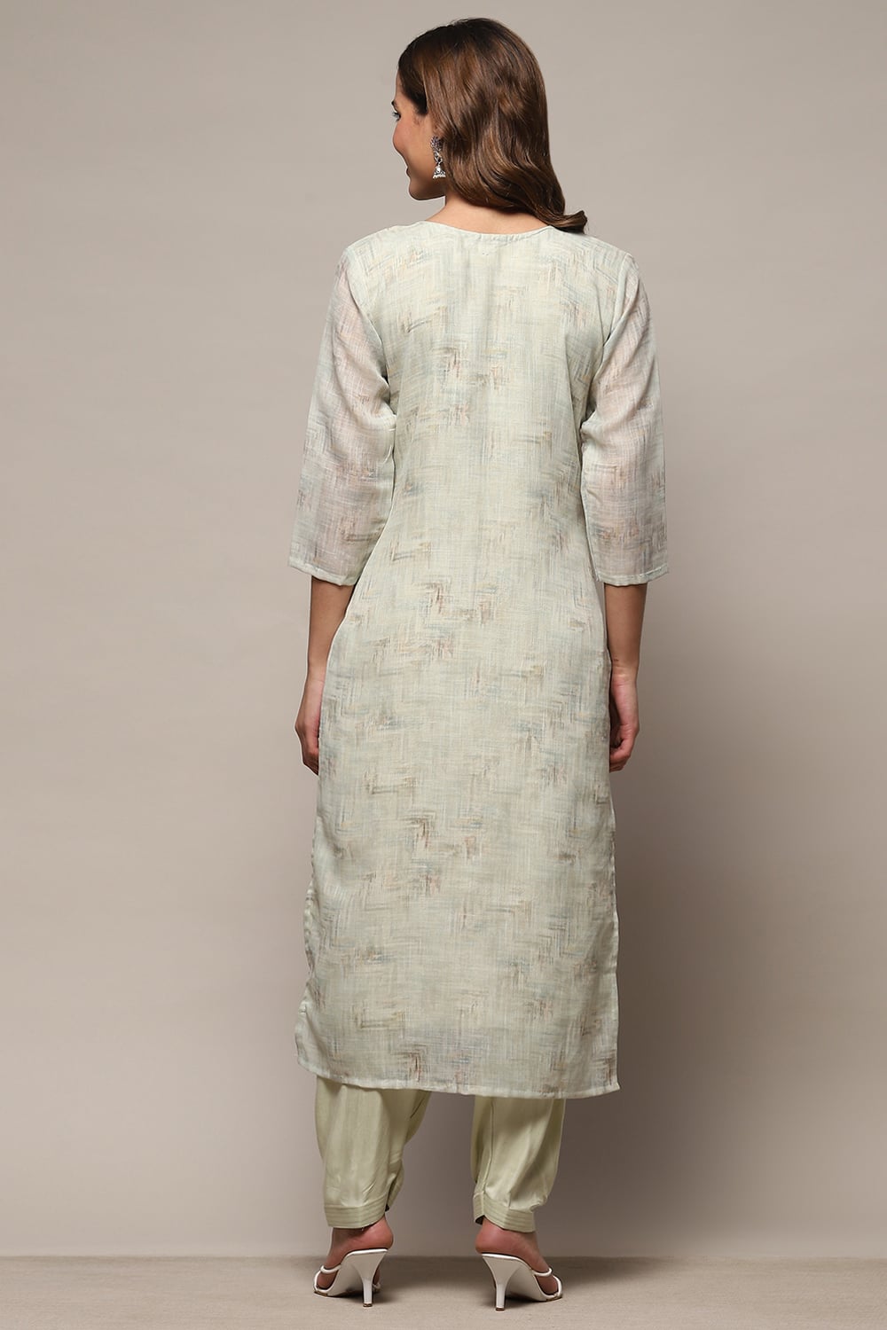 Pink Linen Unstitched Suit Set image number 6