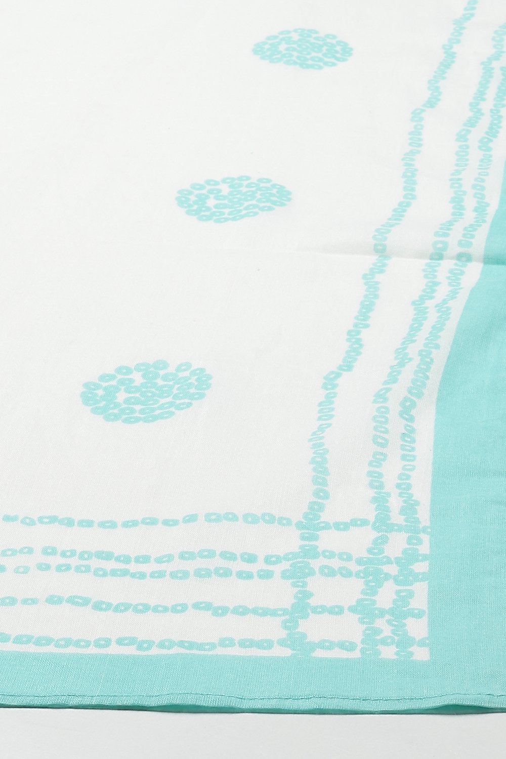 Aqua Blue and White Cotton Straight Suit Set image number 2