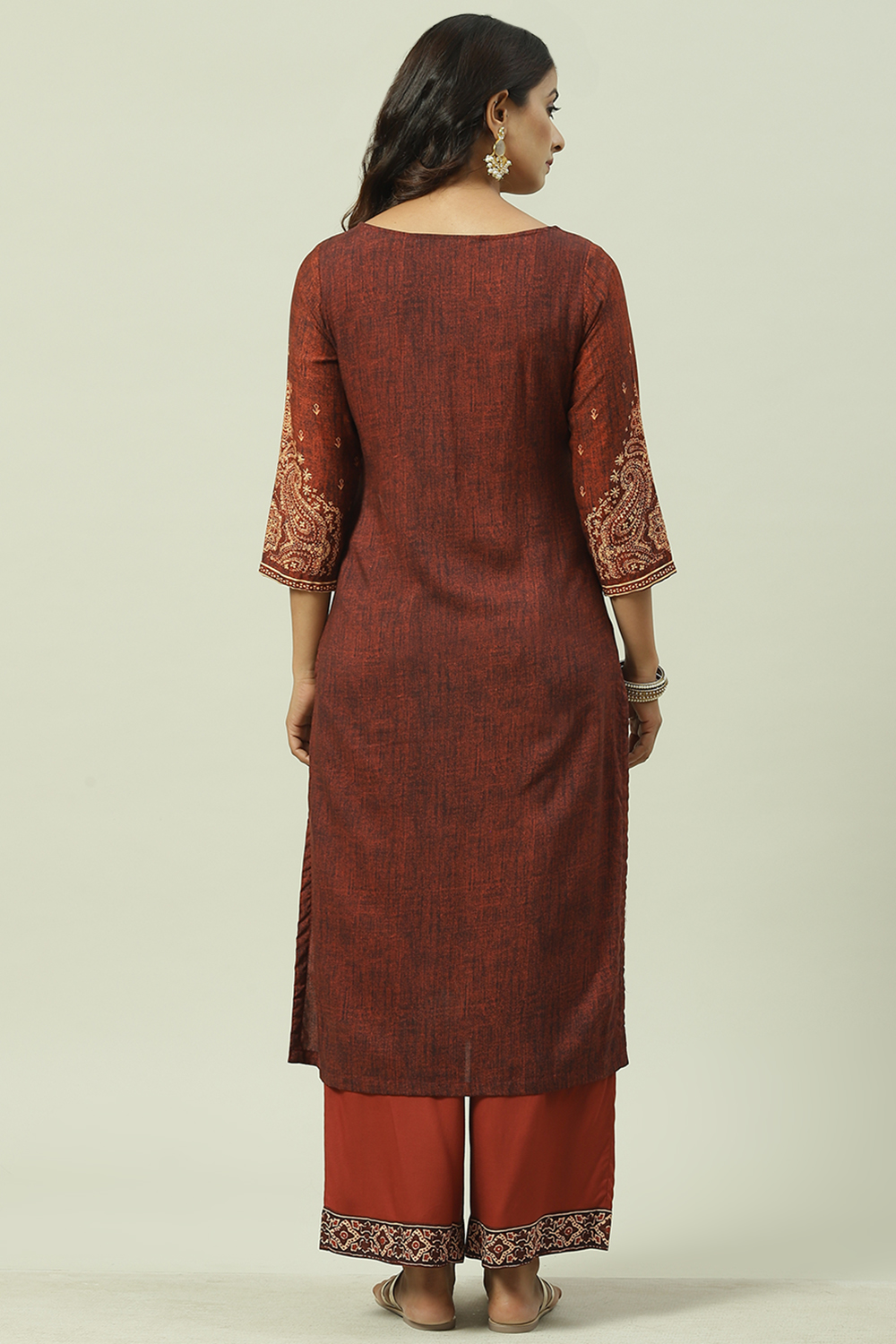 Blue Rayon Straight Printed Kurta image number 4