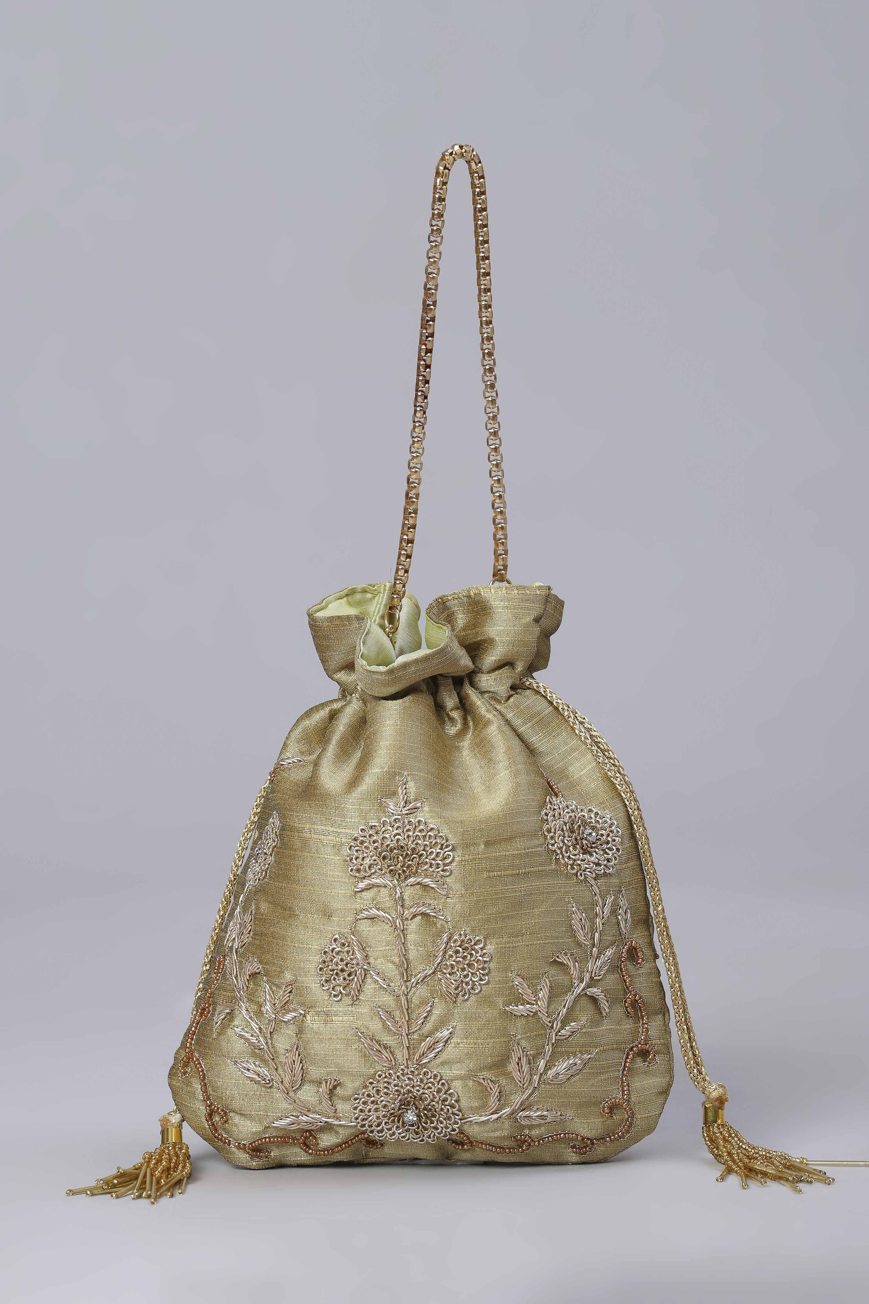 Dark Gold Fabric Potli Bag image number 1