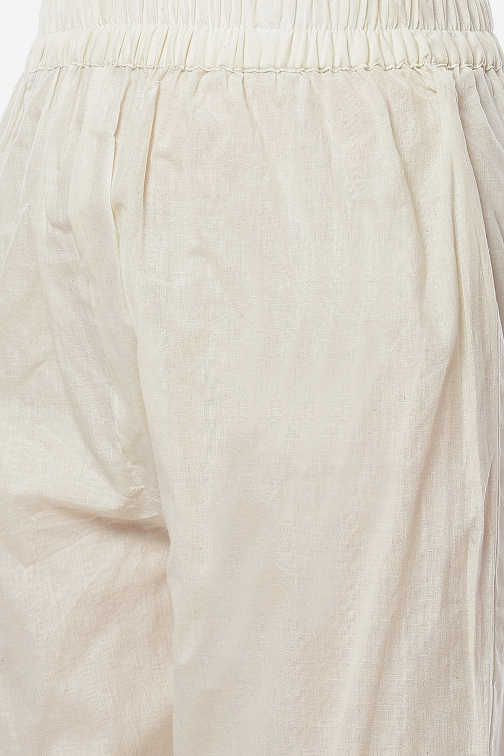 Off White Cotton Hand Block Print Unstitched Suit Set image number 2