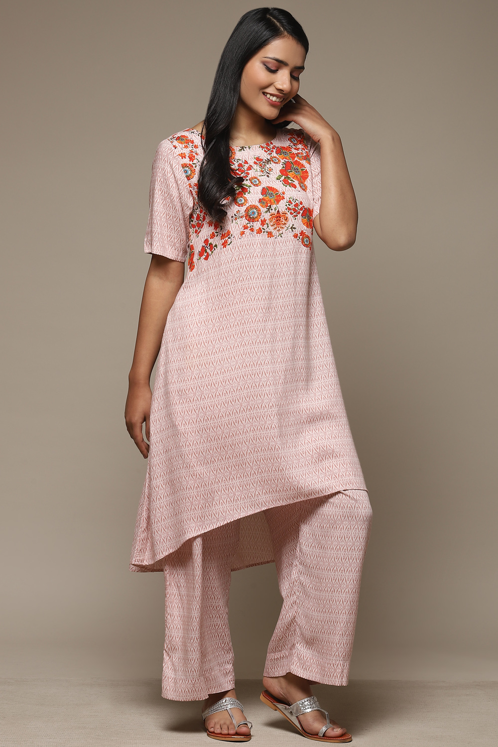 Indigo Rayon Asymmetric Kurta Palazzo 2 Piece Set image number 0