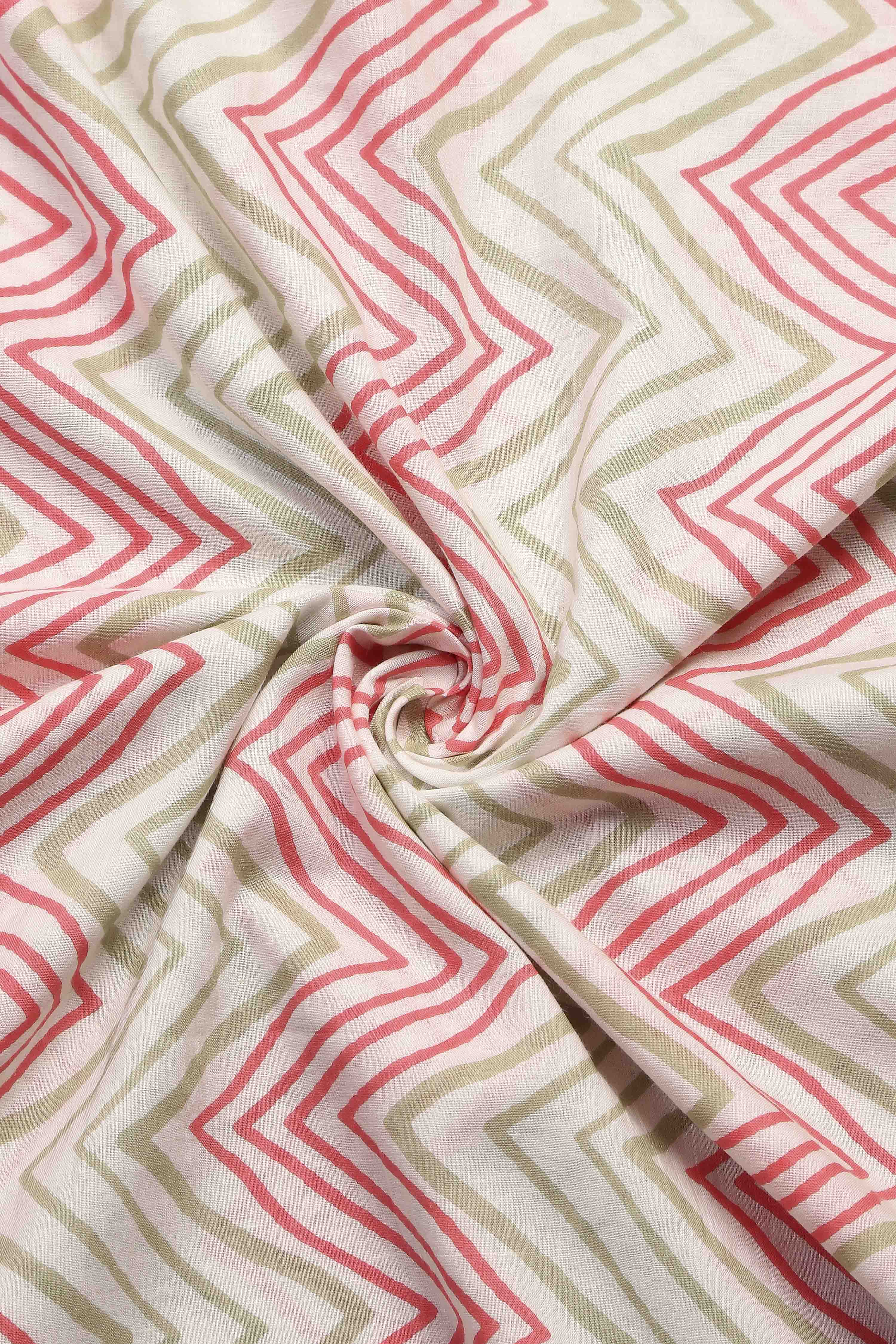 Teal Cotton Screen Print Unstitched Suit Set image number 2