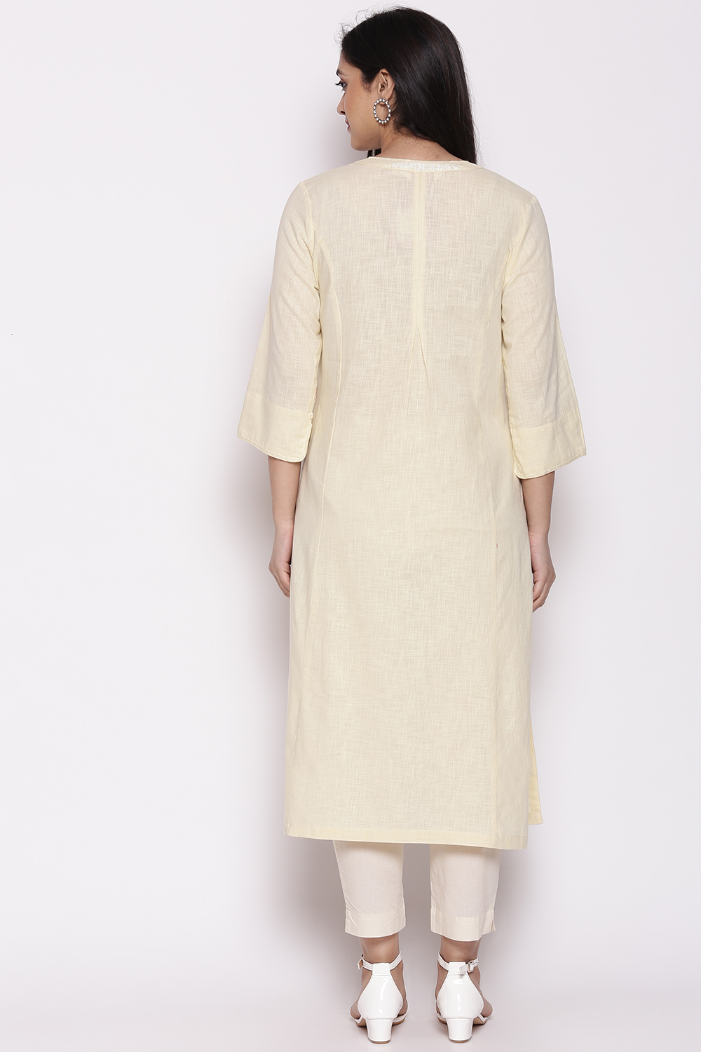 Blue Cotton Solid Kurti image number 4