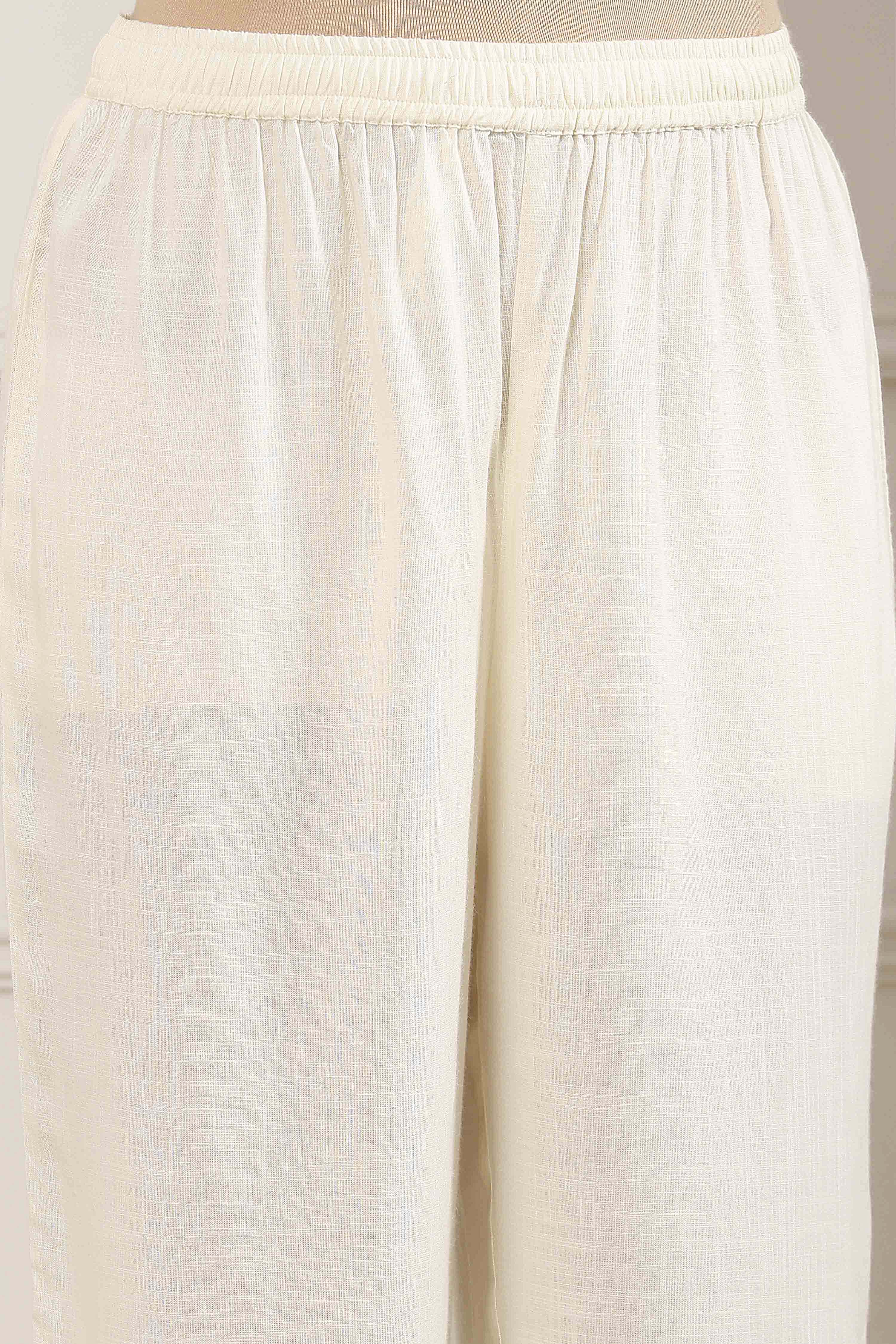 Beige Cotton Floral Printed Straight Kurta Set image number 2