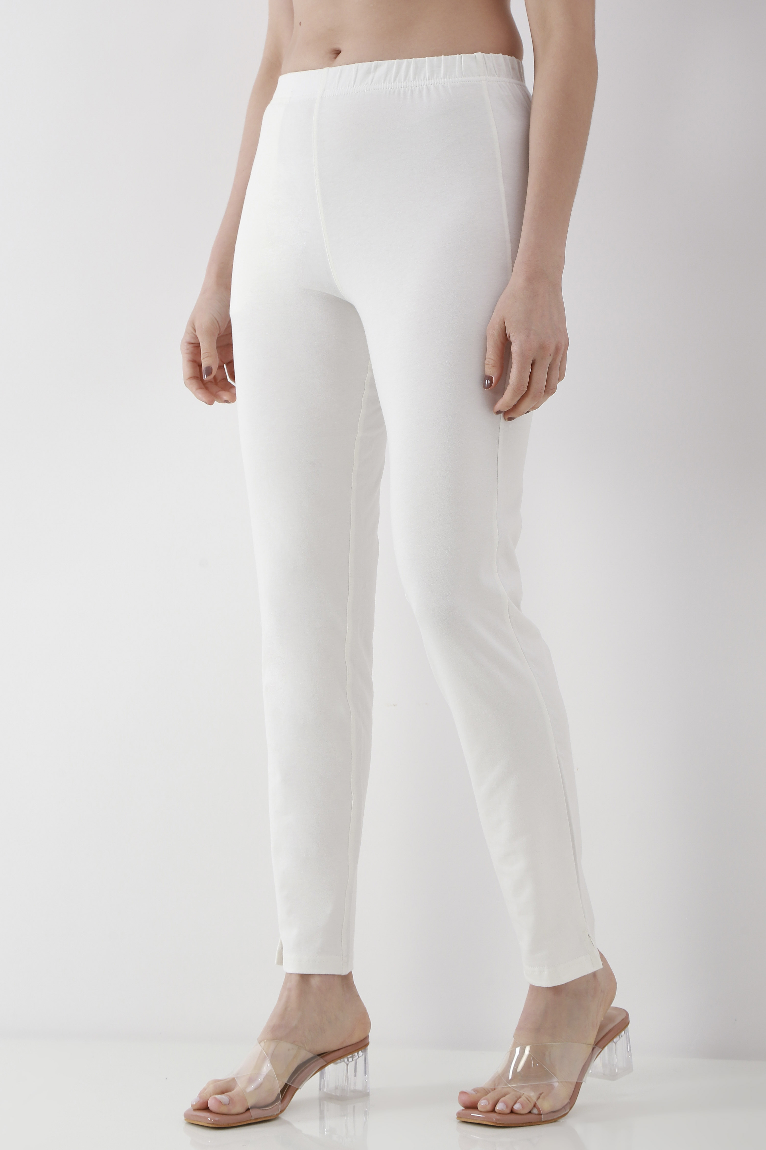 Navy Blue Solid Cotton Lycra Straight Pants image number 2