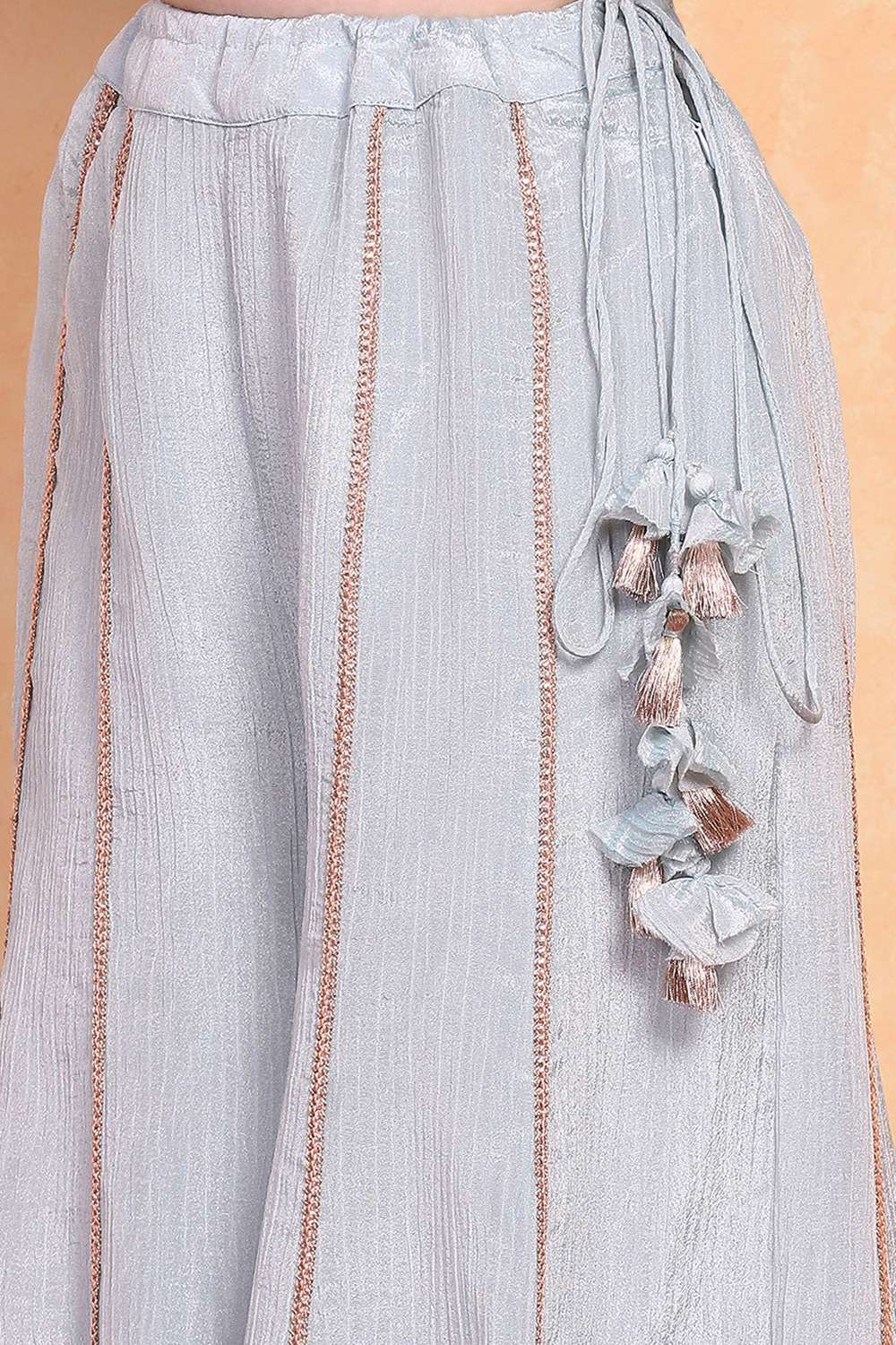 Powder Blue Solid A-Line Suit Set image number 2