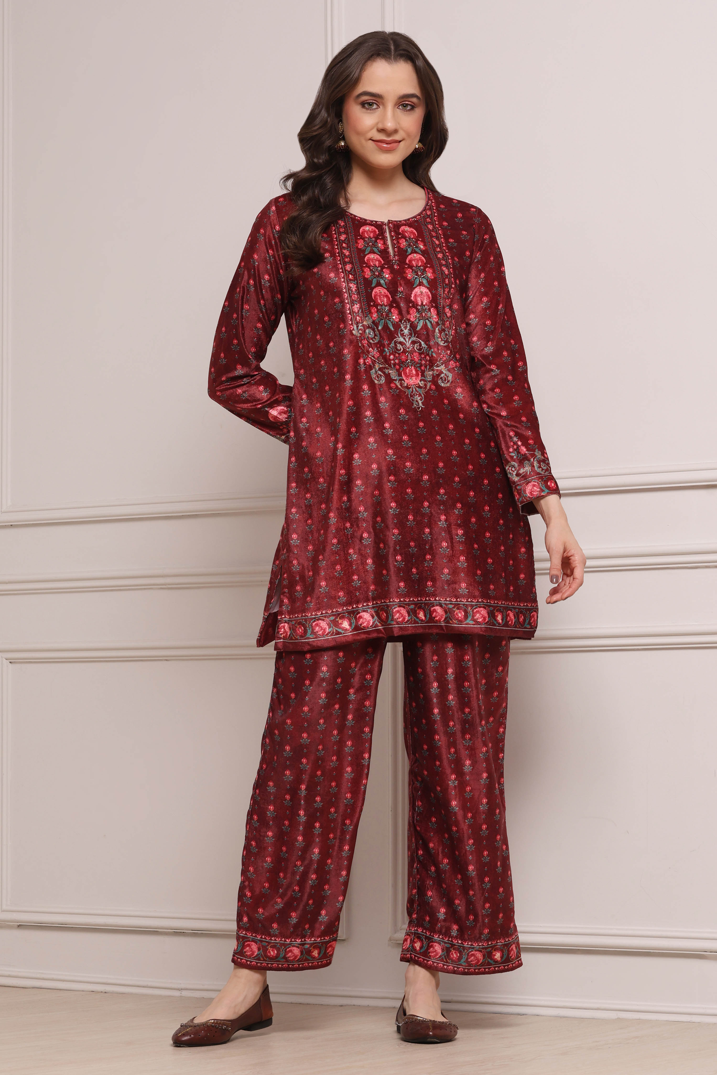 Ochre Yellow Polyester Printed Kurta Pants Set image number 0