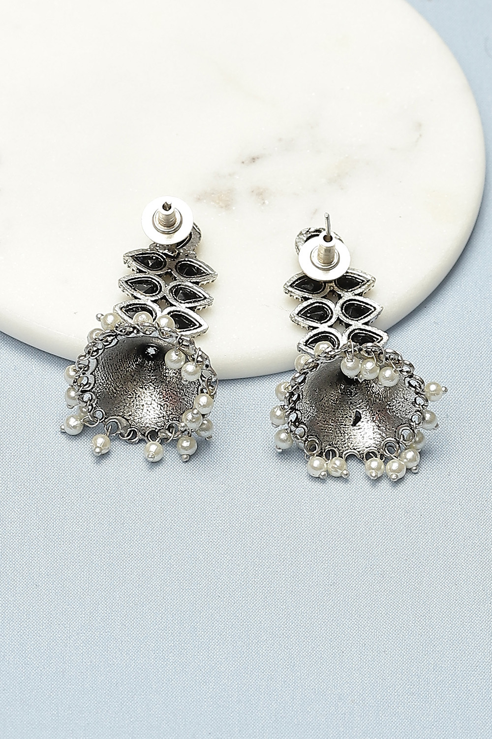 Oxidised Black Alloy Earrings image number 2