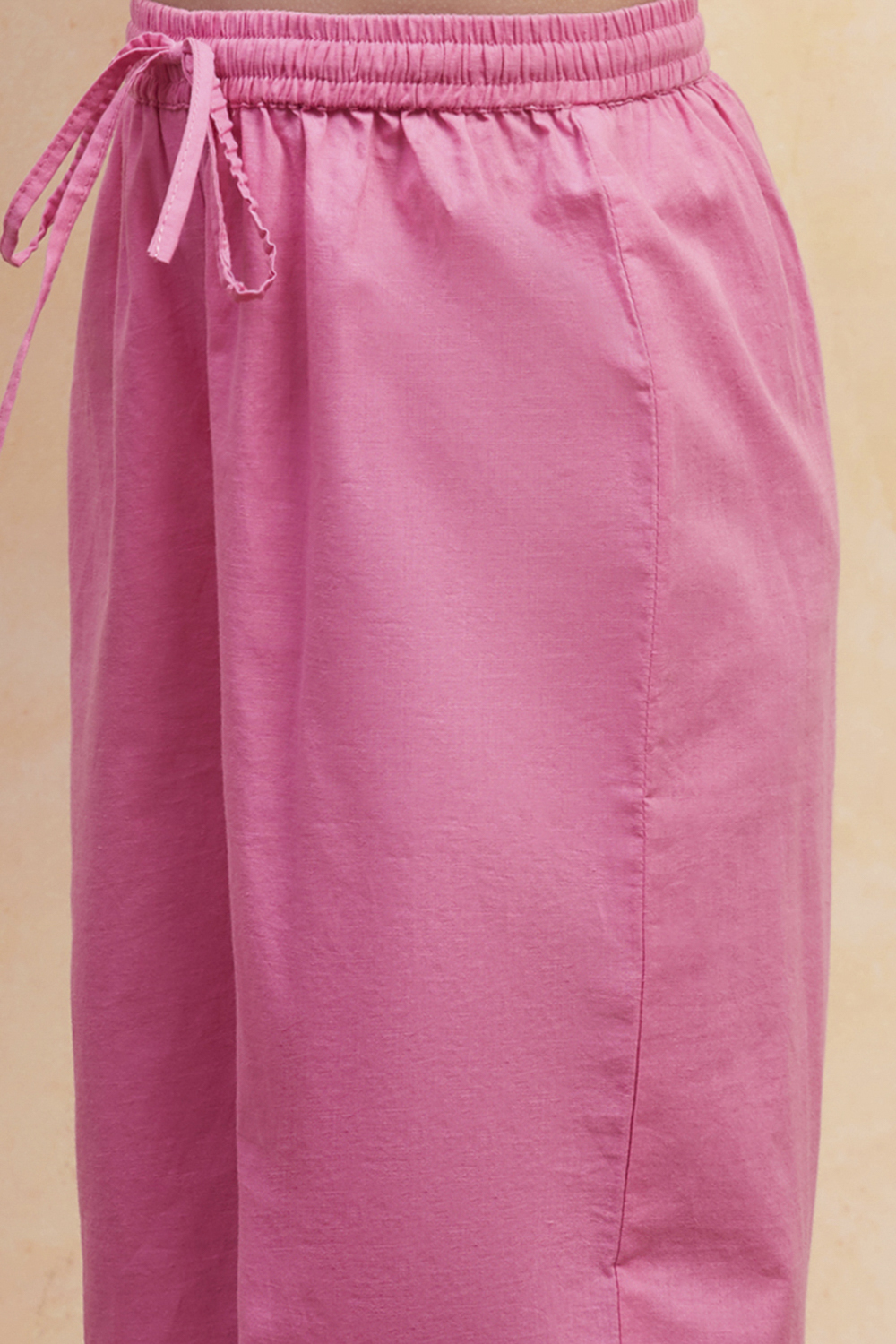 Pink Cotton Embroidered Straight Kurta Set image number 2