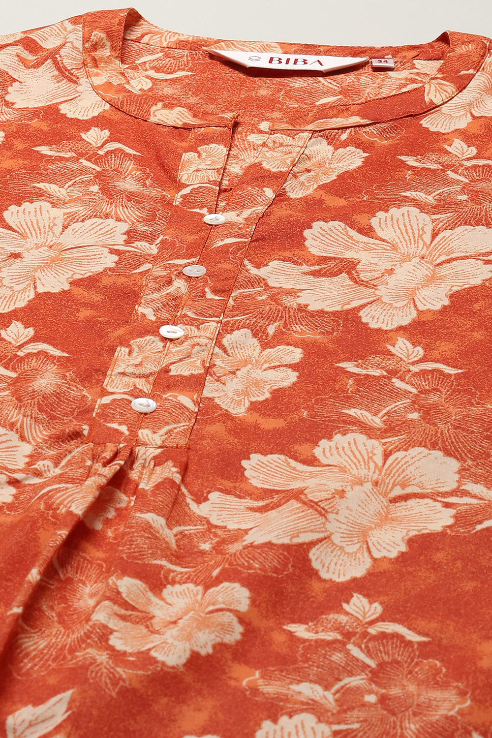 Brick Red Cambric Narrow Kurta Pant Suit Set image number 1