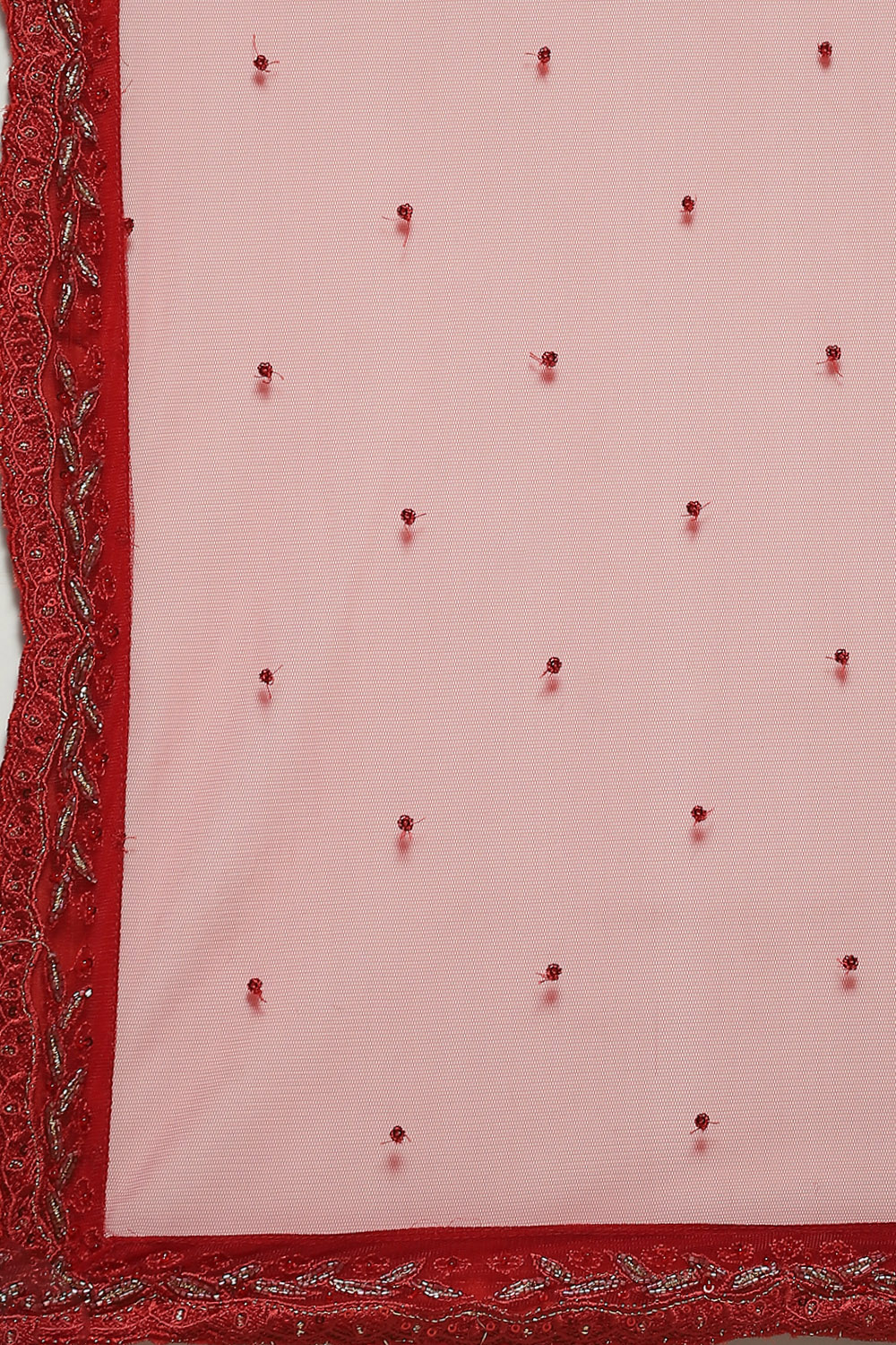 Red Nylon Embroidered Lehenga Set image number 3