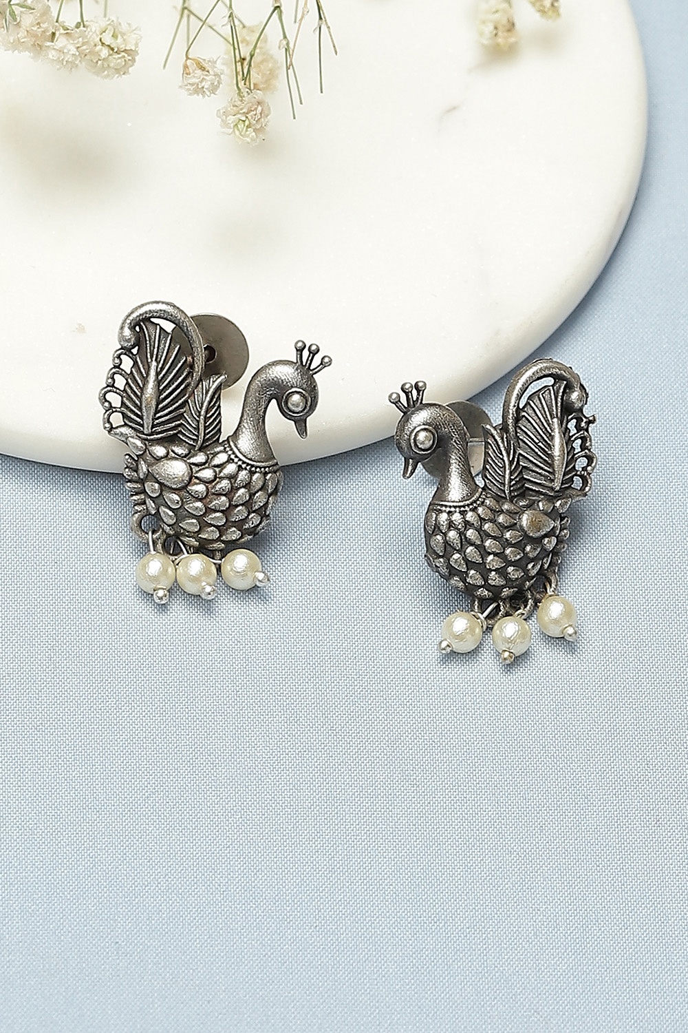 Silver Oxidised Earrings image number 0