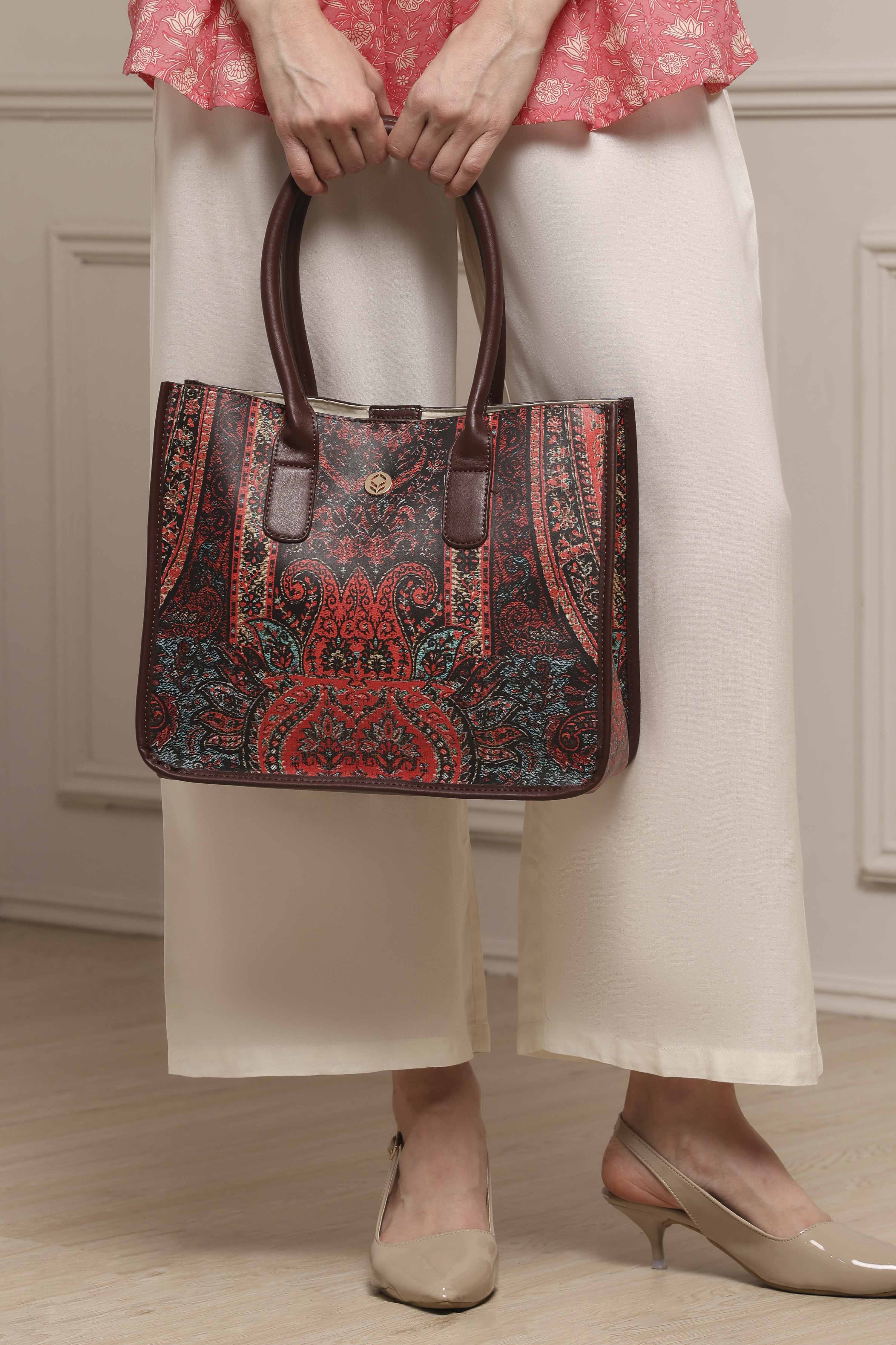 Brown PU Tote Bag image number 7