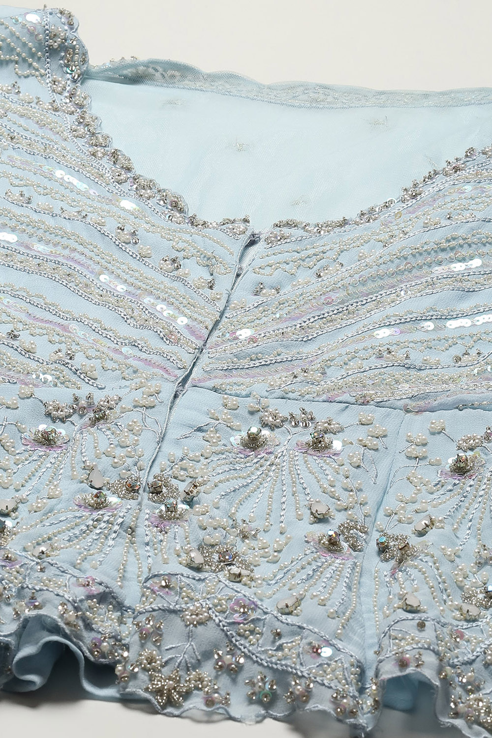 Powder Blue Viscose Short Kurta Skirt Suit Set image number 1