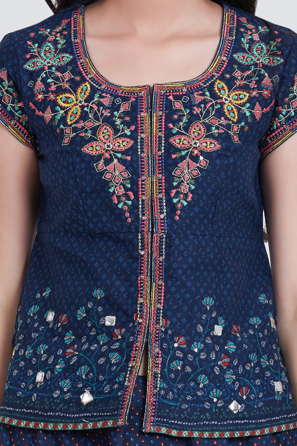 Navy Blue Cotton Lehenga Set image number 1
