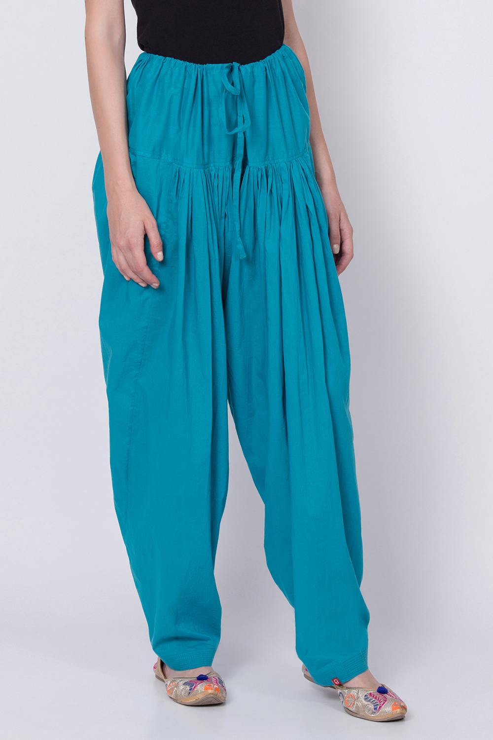 Navy Blue Cotton Solid Salwar image number 1