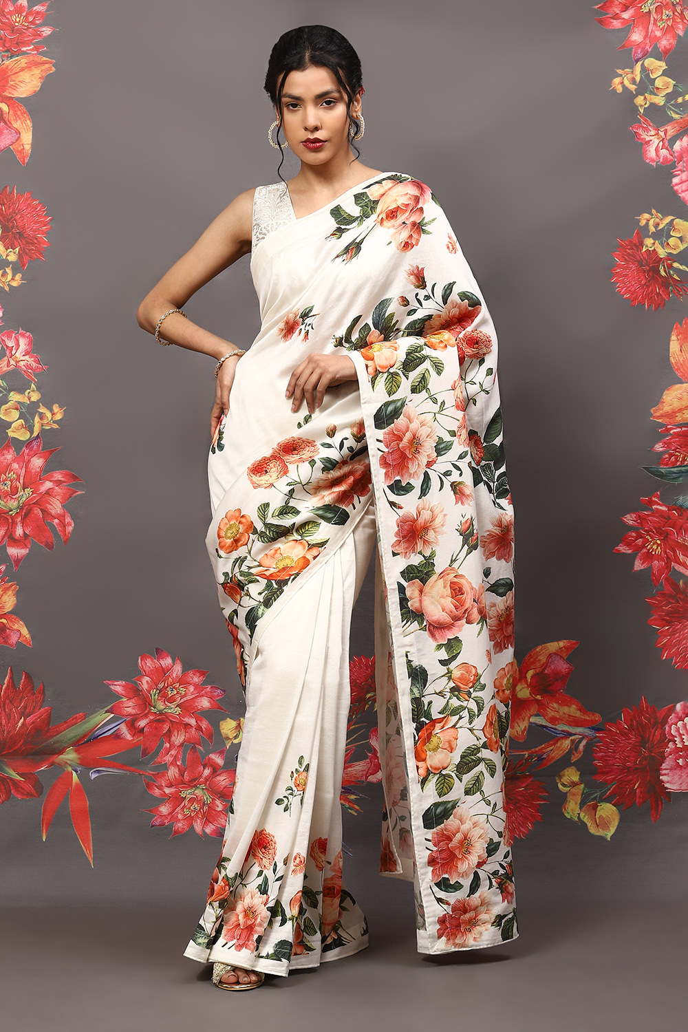 Black Cotton Blend Saree image number 5