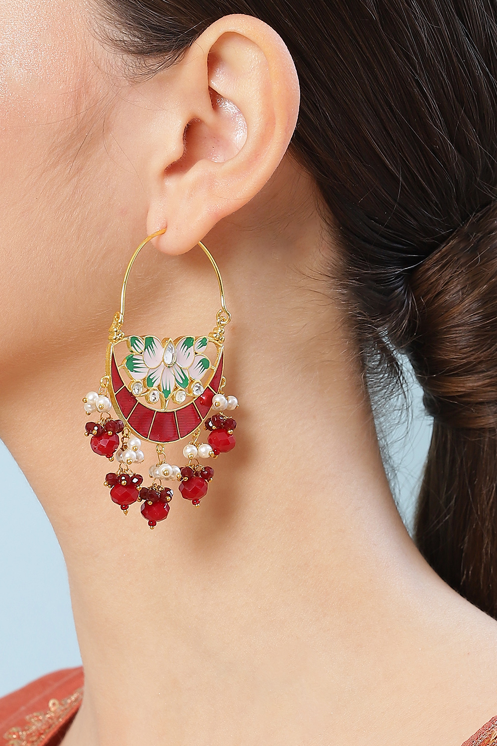 Maroon Alloy Earrings image number 1