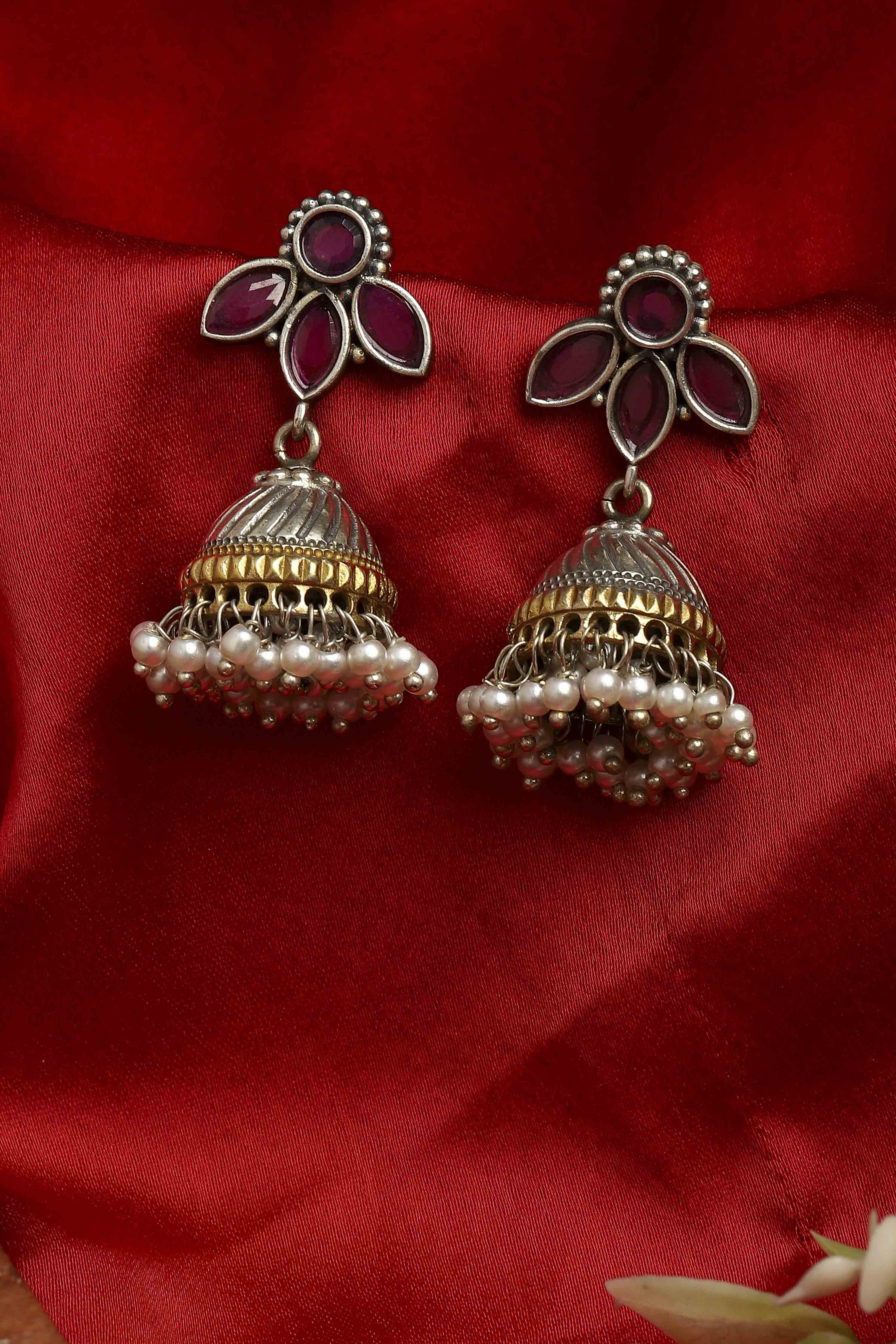 Dark Pink Stone Earrings image number 0