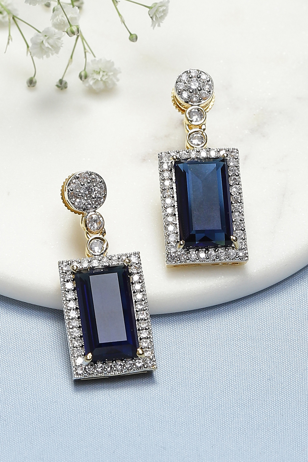 Navy Brass Earrings image number 0