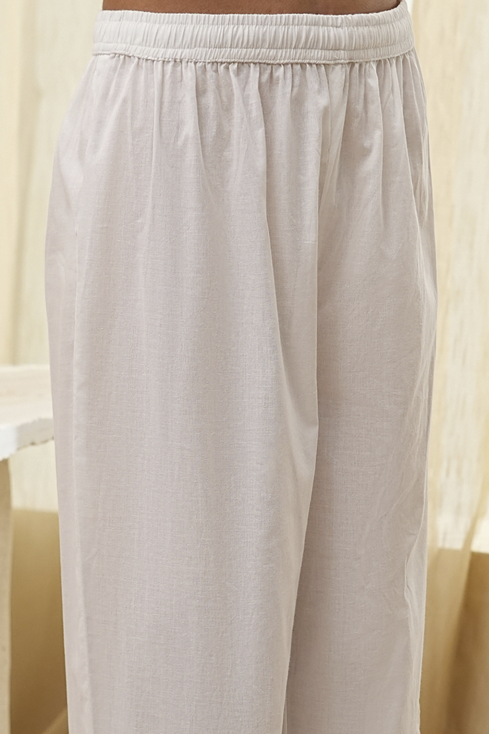 White and Red Cotton Asymmetric Suit Set image number 2