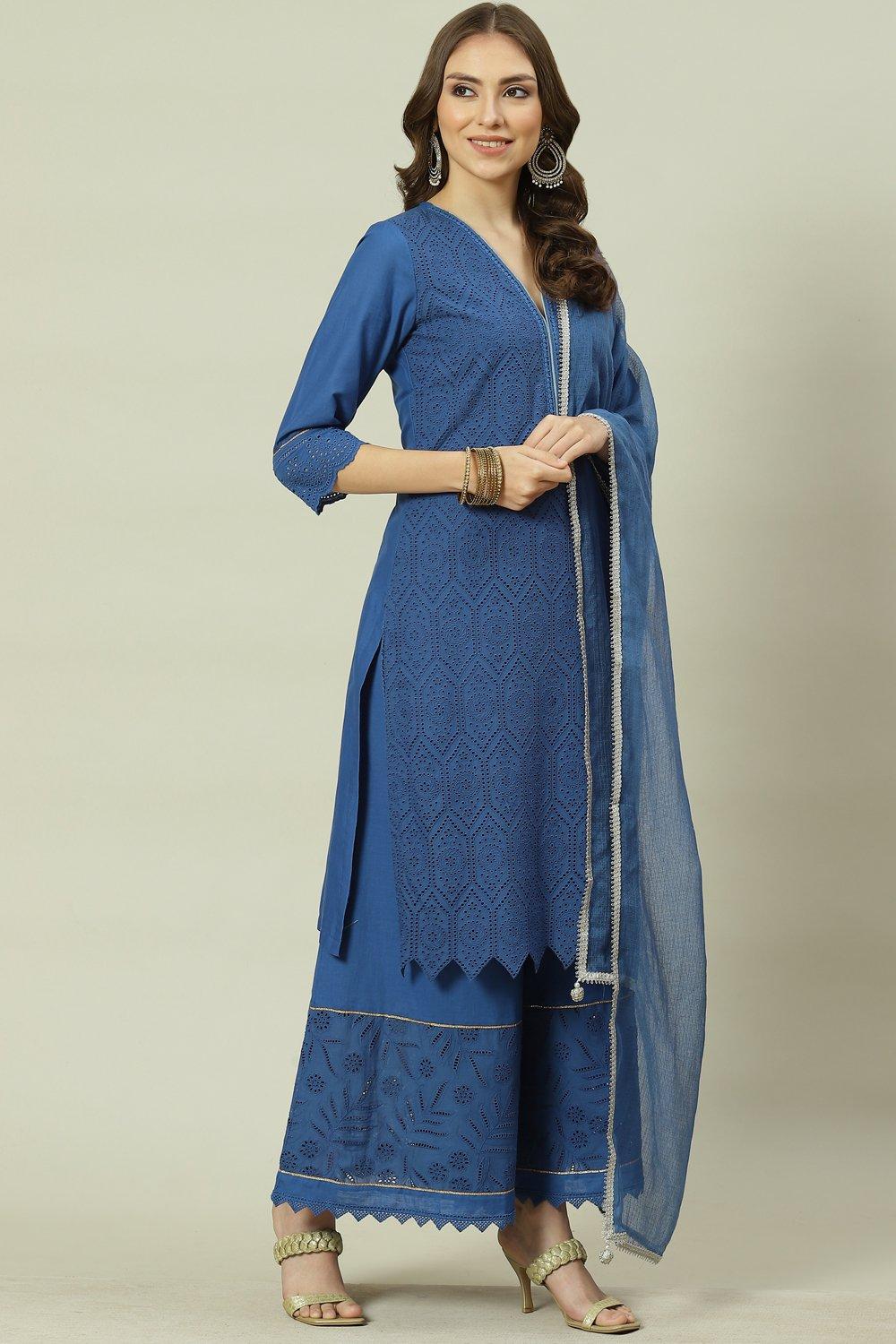 Soft Green Straight Kurta Palazzo Suit Set image number 0