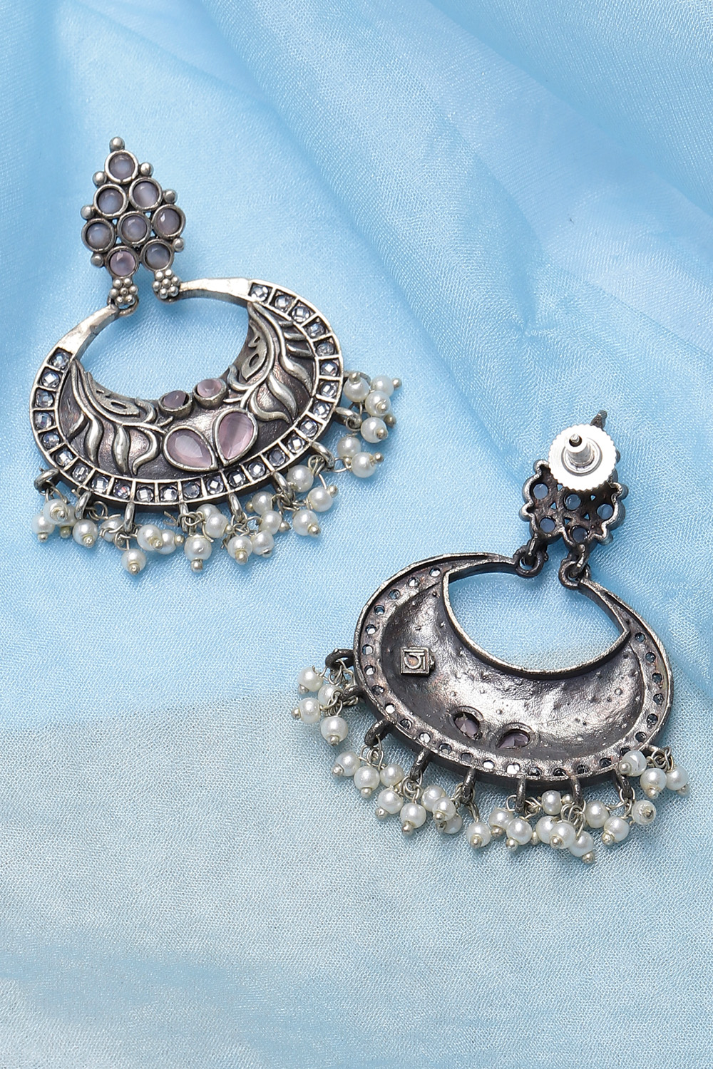 Light Purple Oxidised Chandbalis image number 2