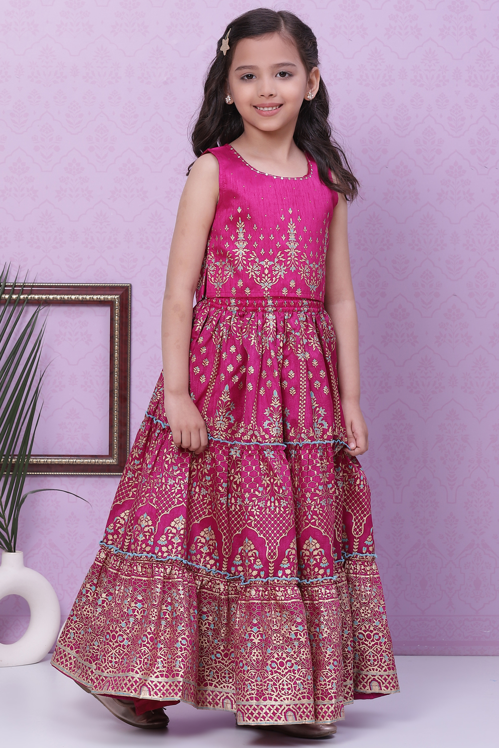 Green Art Silk Flared Lehenga image number 0