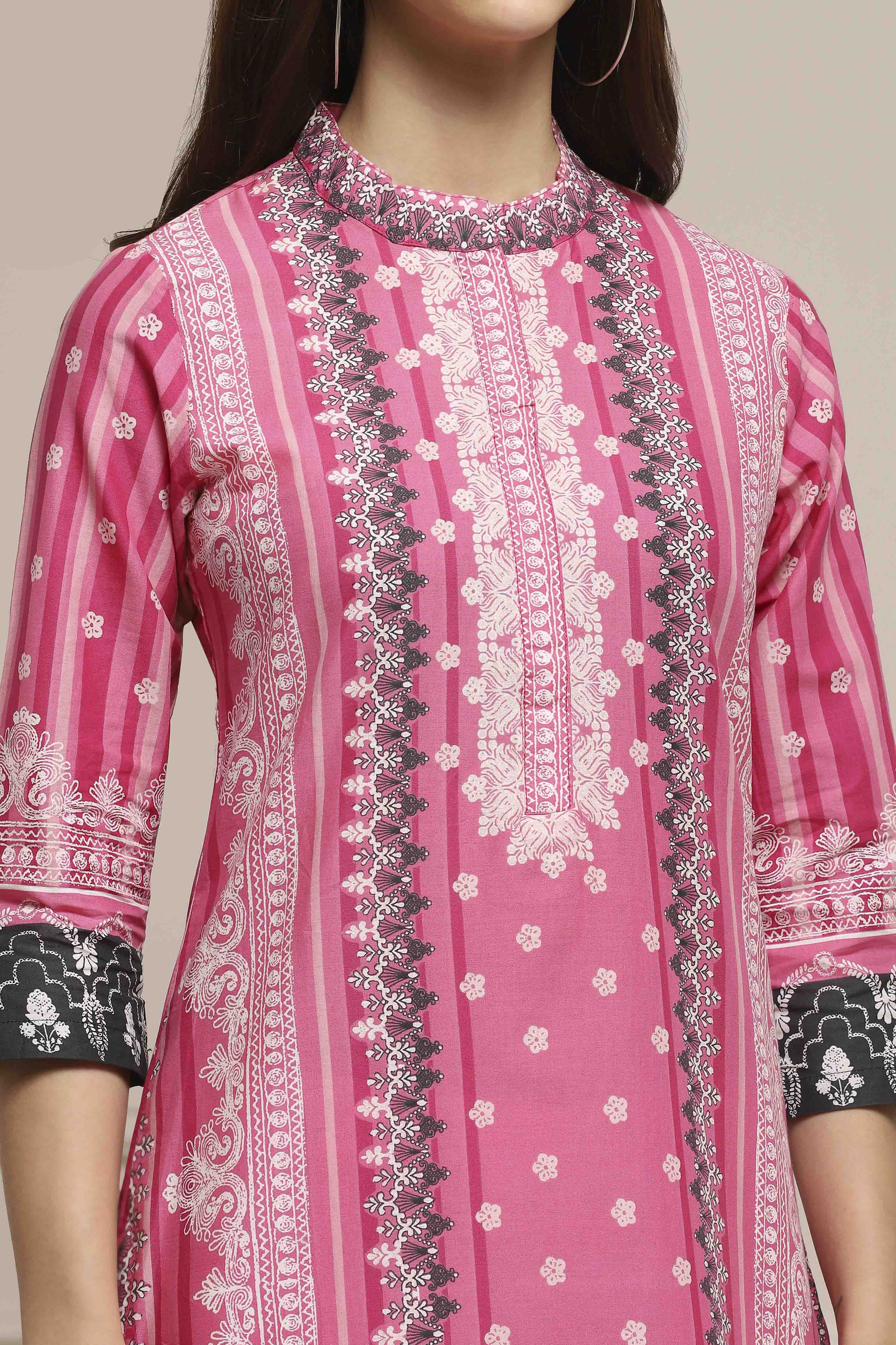 Ochre Cotton Straight Printed Kurta image number 5