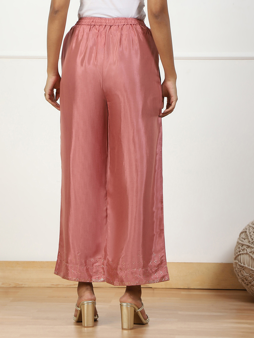 Mint Green Shantoon Straight Palazzo image number 5