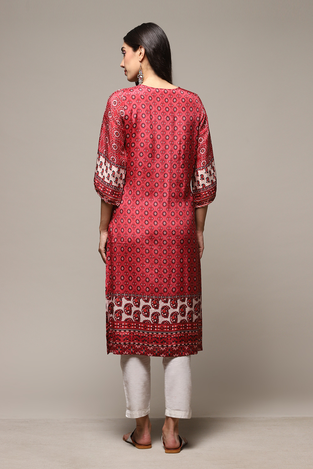 Ivory Viscose A Line Kurta image number 4