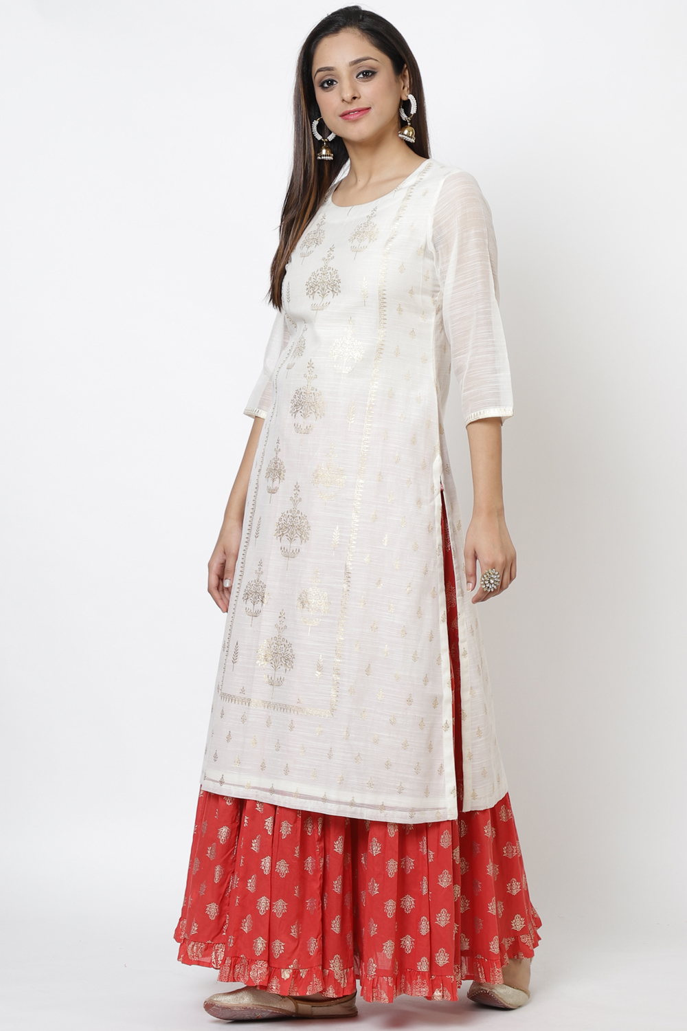 Red Art Silk Printed Kurti image number 2