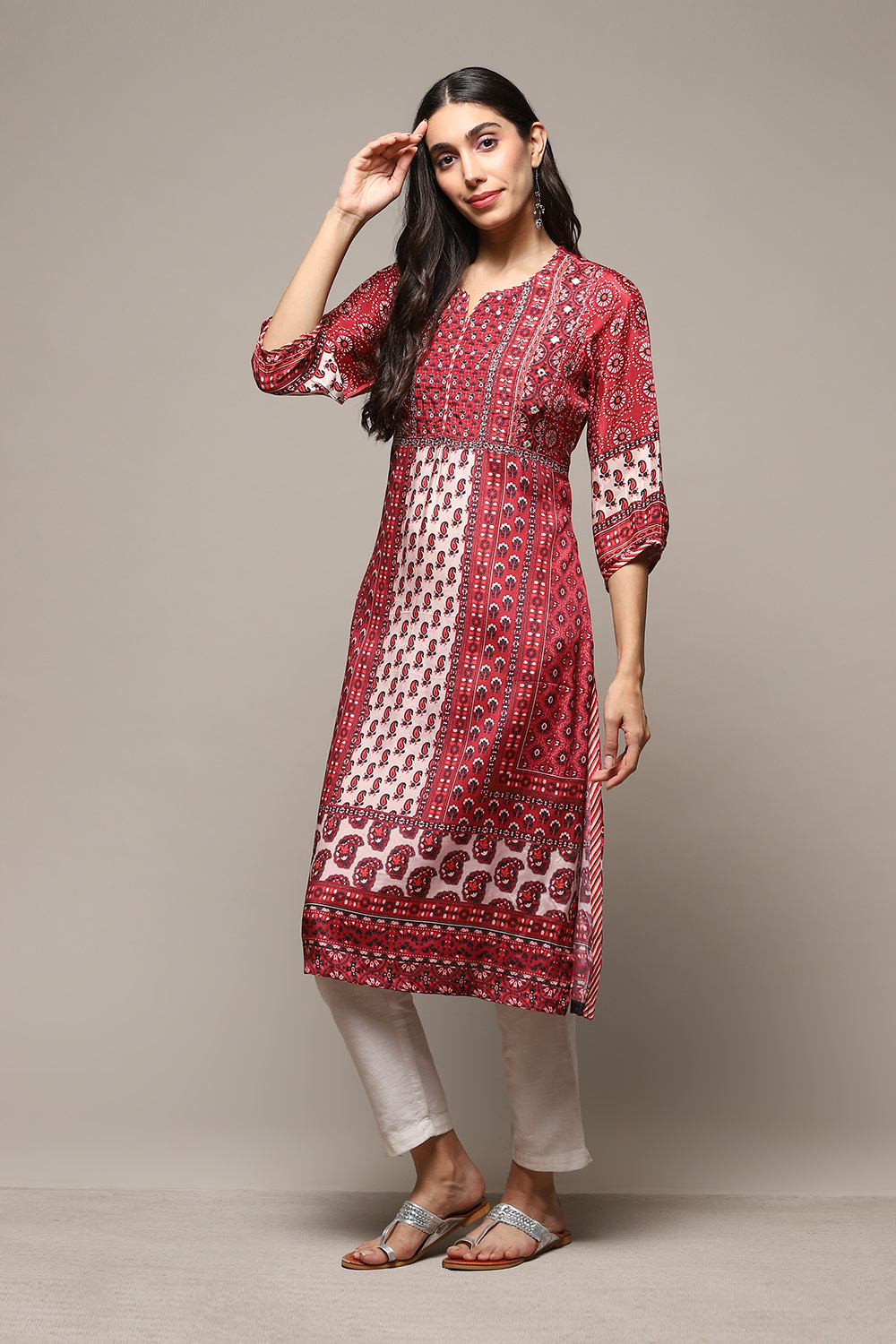 Ivory Viscose A Line Kurta image number 2