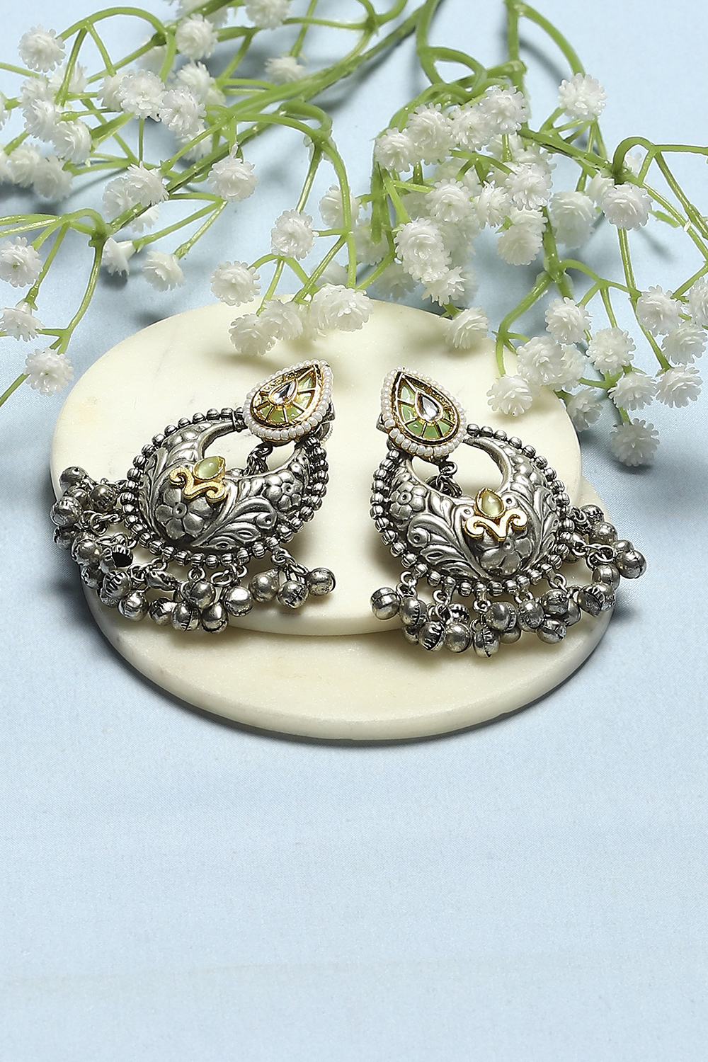 Green Oxidised Festive Danglers image number 0