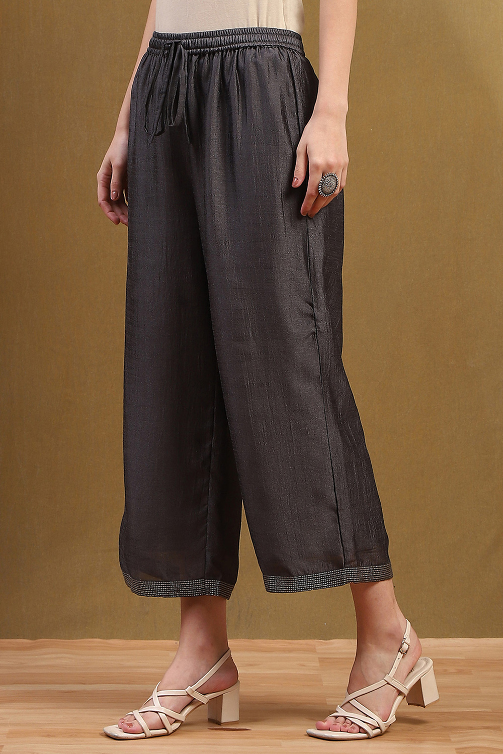 Grey Polyester Palazzo Pants image number 2