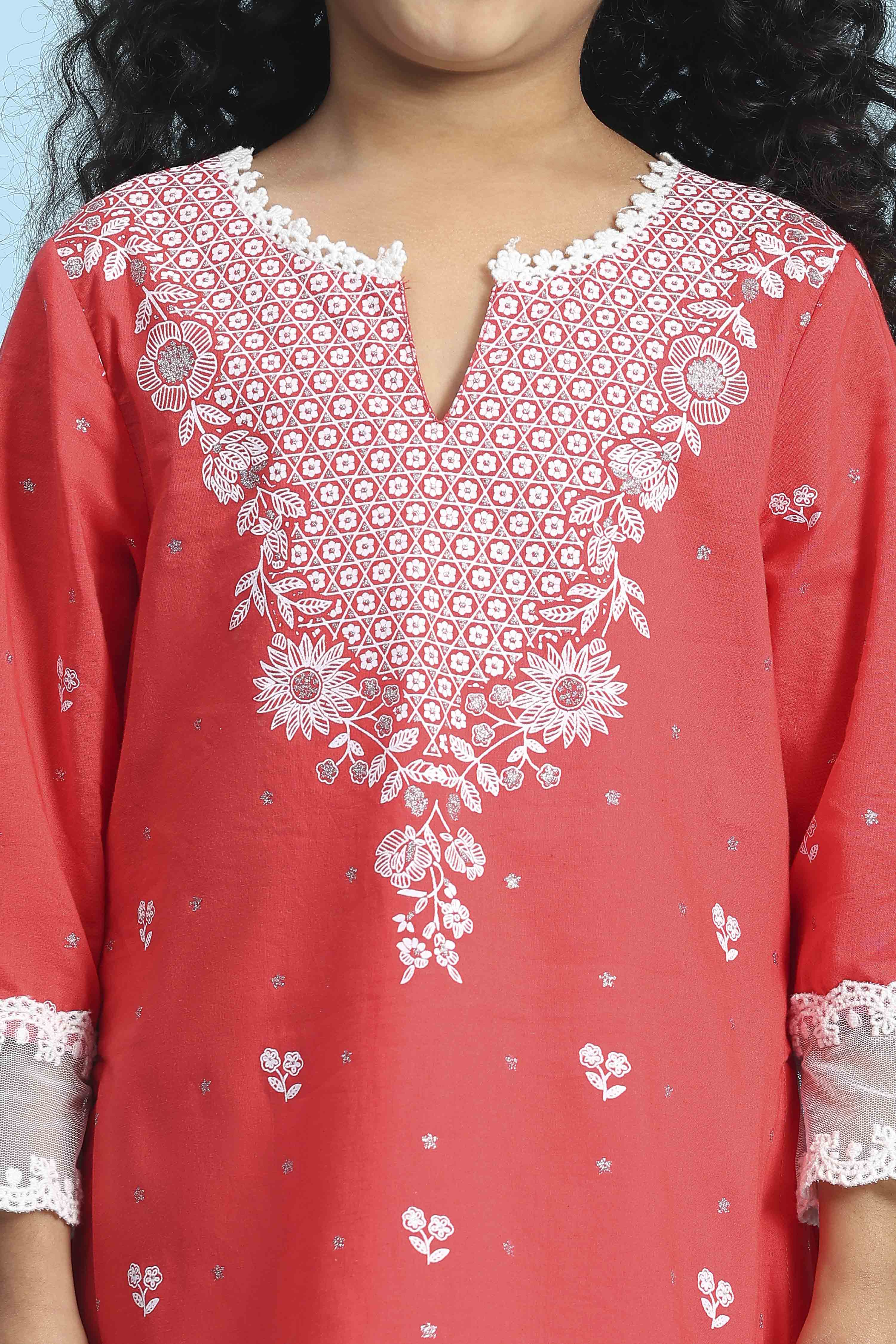 Yellow and White Cotton Printed Straight Kurta Set image number 1