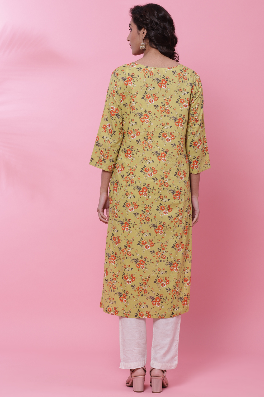 Cream Cotton Kurta image number 4