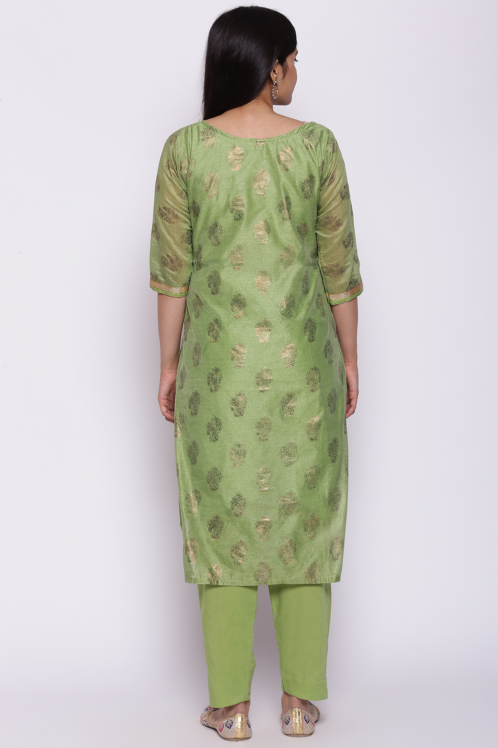 Off White Silk Unstitched Suit Set image number 6