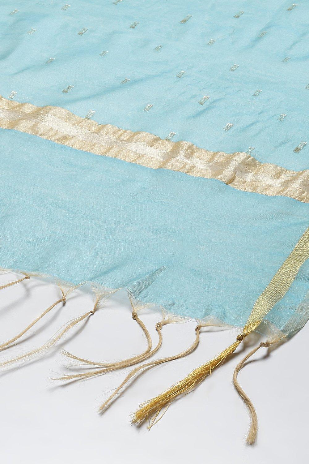 Blue Art Silk Yarndyed Dupatta image number 1
