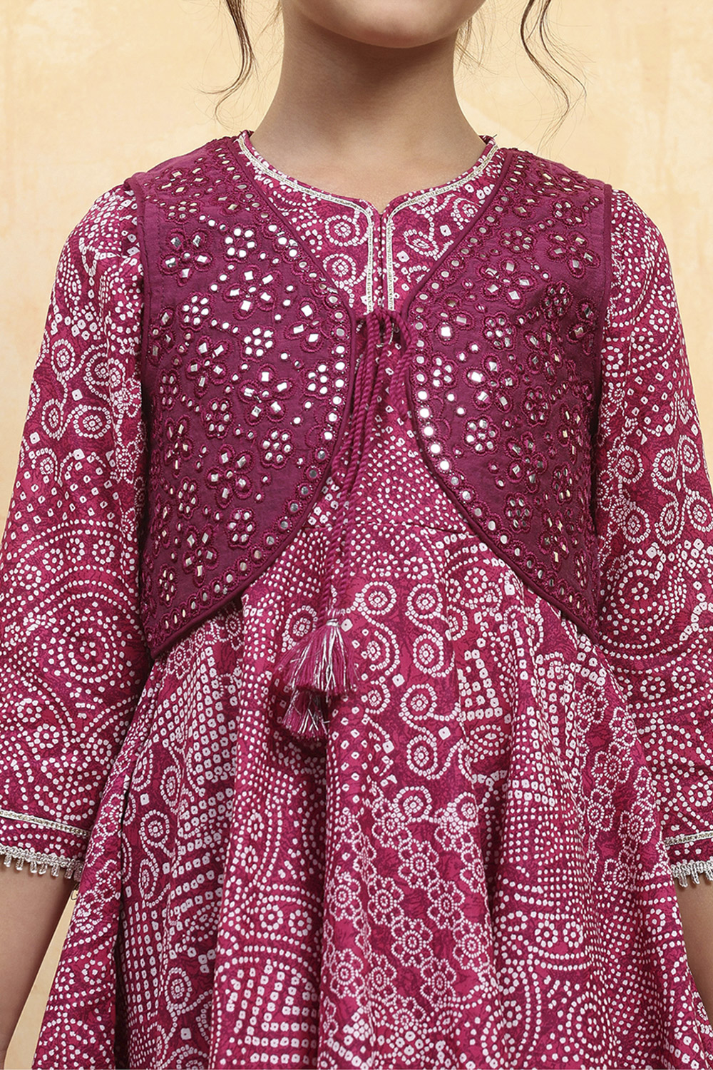Purple Cotton Printed Anarkali Suit Set image number 1