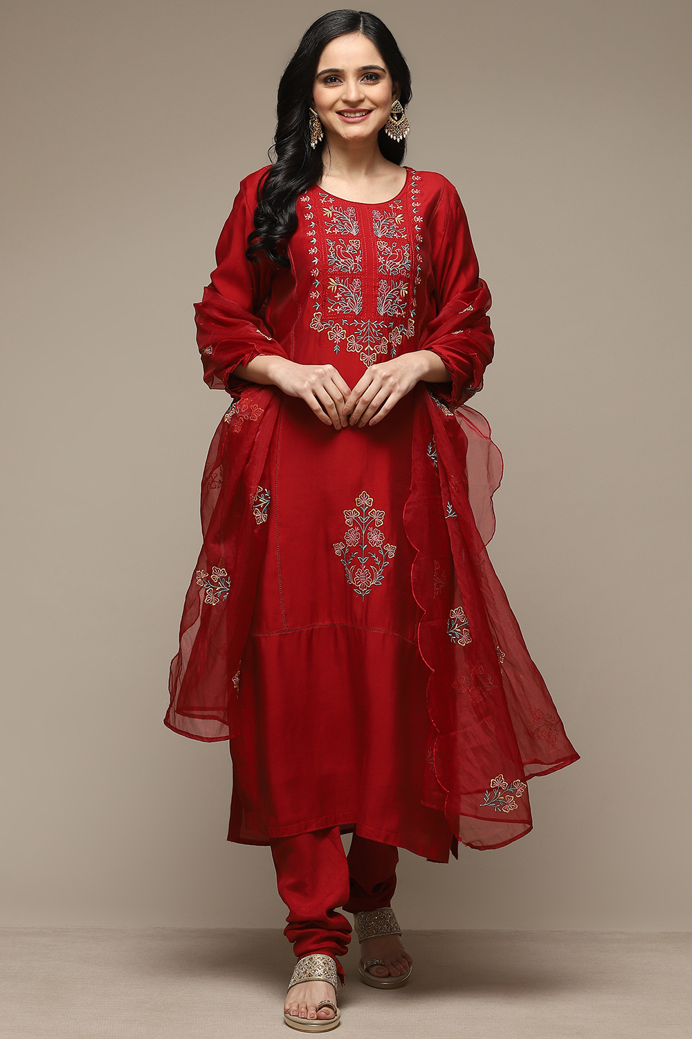 Mustard Art Silk Unstitched Suit Set image number 7
