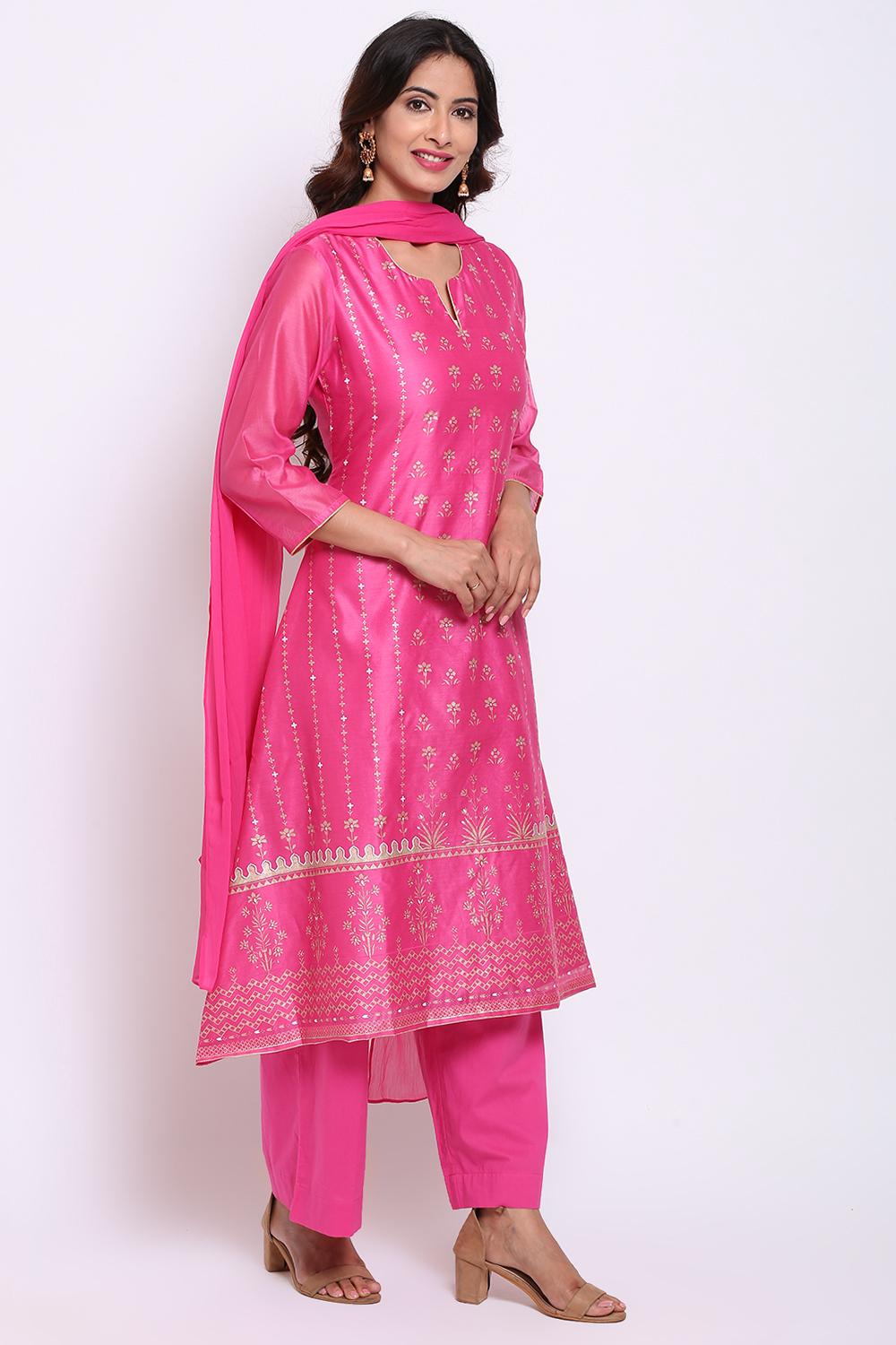 Green Straight Kurta Palazzo Suit Set image number 5